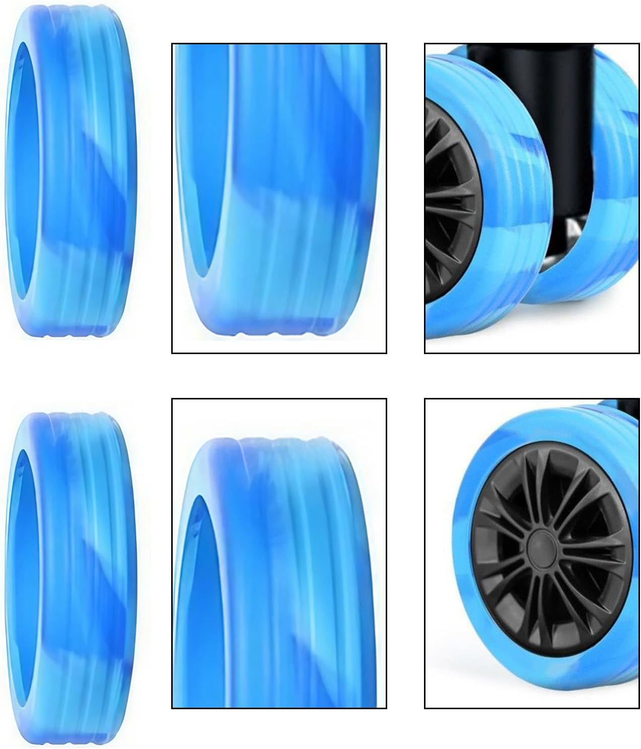 Ycfish 8 Pcs Luggage Compartment Wheel Protection Cover Luggage Wheel Covers Suitcase Wheel Covers Luggage Wheel Protectors Wheel Covers for Luggage anti Scratch Luggage Cover (Blue), Blue, Soft image number 5