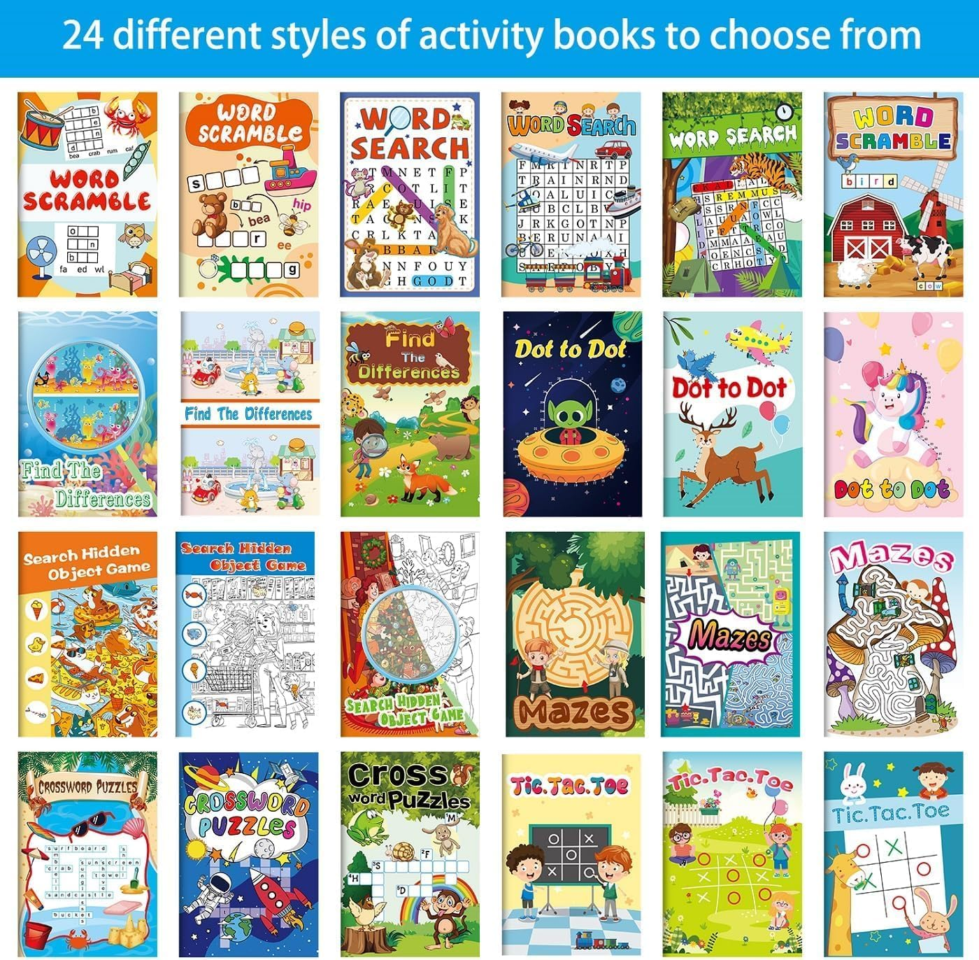 24Pack Mini Activity Book for Kids Party Favours Ages 4-8 8-12,Bulk Activity Books Include Mazes,Dot to Dot,Word Search, Word Scramble and More for Goodie Bag Stuffer Stuffer Classroom Activity image number 3