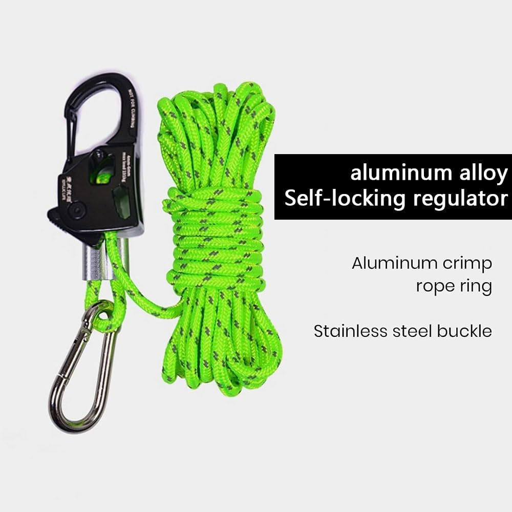 Universal Tent Rope Tensioner Set &ndash; 6Mm X 5M Reflective Cord with Aluminum Alloy Self-Locking Adjuster, Snap Buckle, Stainless Steel Hook & Cord Loop &ndash; Camping Guy Line Kit for Tents, Tarps & Outdoors image number 6