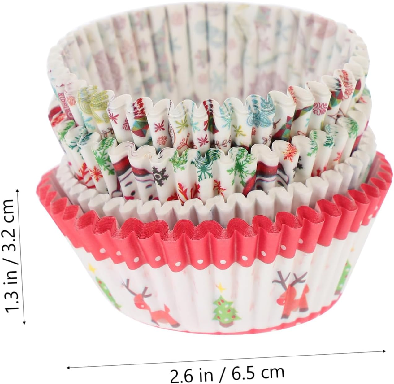 Christmas Printed Cake Cups and Muffin Cups Set 4 Designs Santa Claus Snowman Bell Merry Christmas Decorative Baking Supplies for Holiday Cakes image number 4