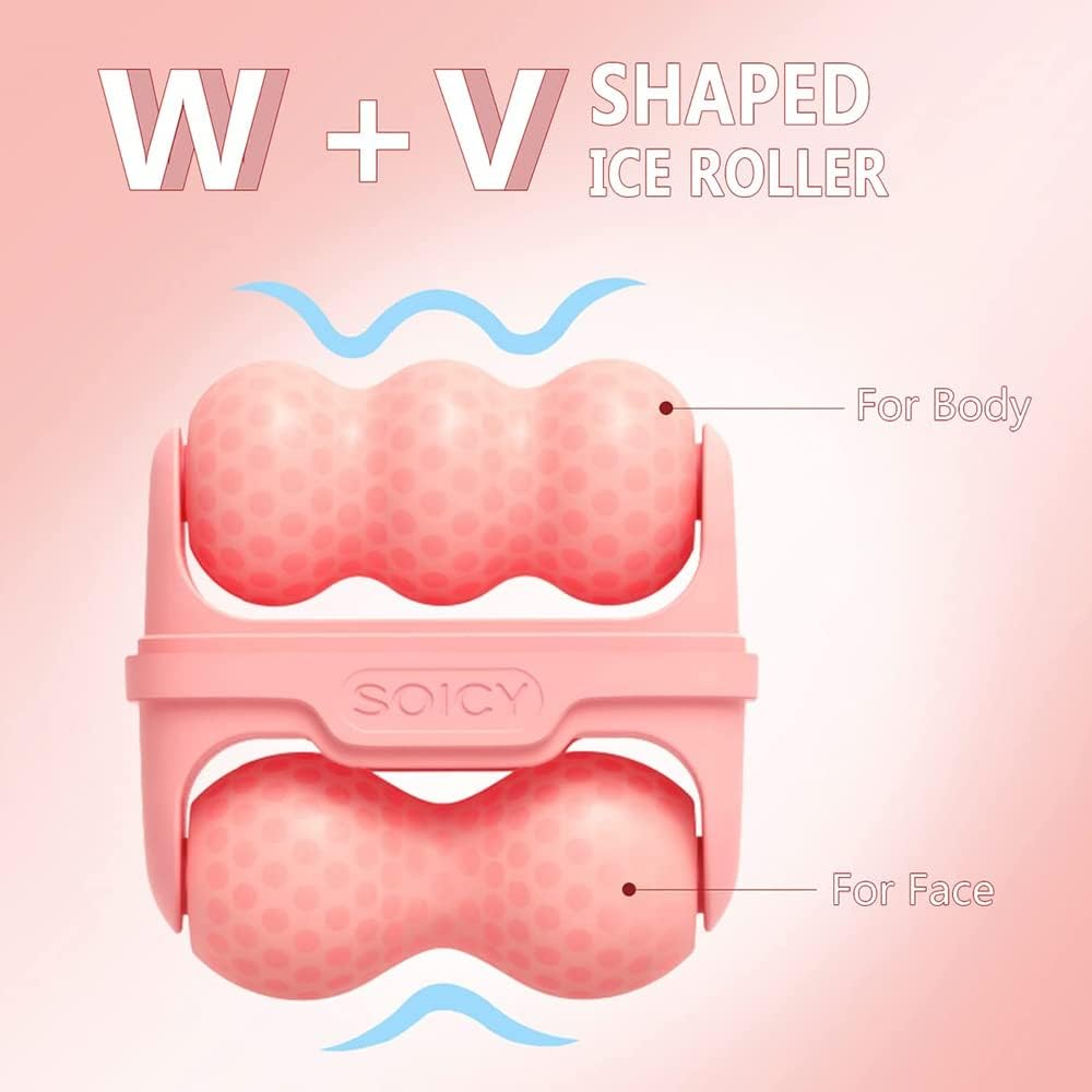 Deashun 2 in 1 Ice Roller for Face Eye, Face Massager Roller for Eye Puffiness, Reduces Wrinkles, Relief Migraine and Minor Injury, Cold Facial Skin Care Tools Ice Roller (Pink) image number 5