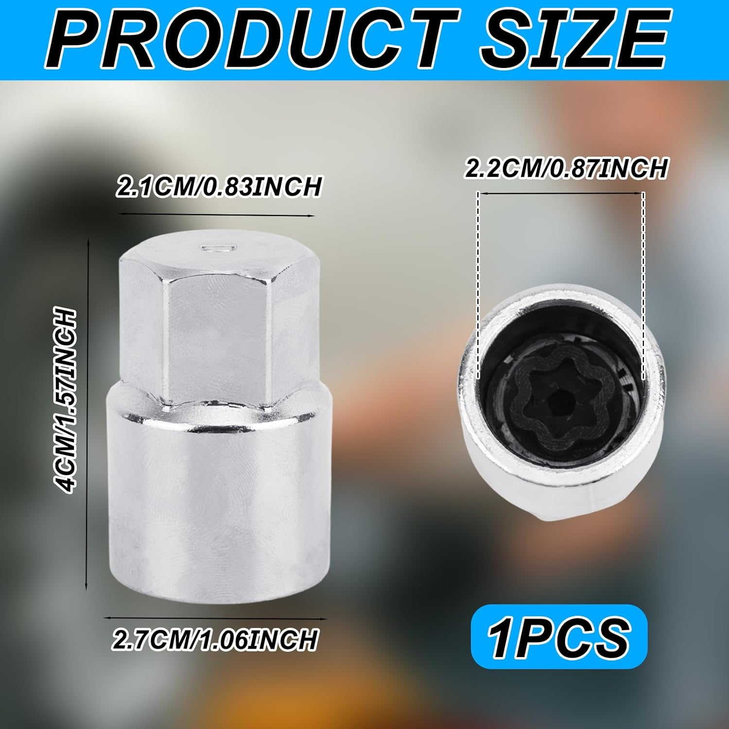 D-Wheel Locking Lug Nut Detach Tool, Carbon Steel anti Theft Lug Nut Key Wheel Lock Socket Adapter Dismantle & Install Security Nuts Automotive Repair Tool image number 6