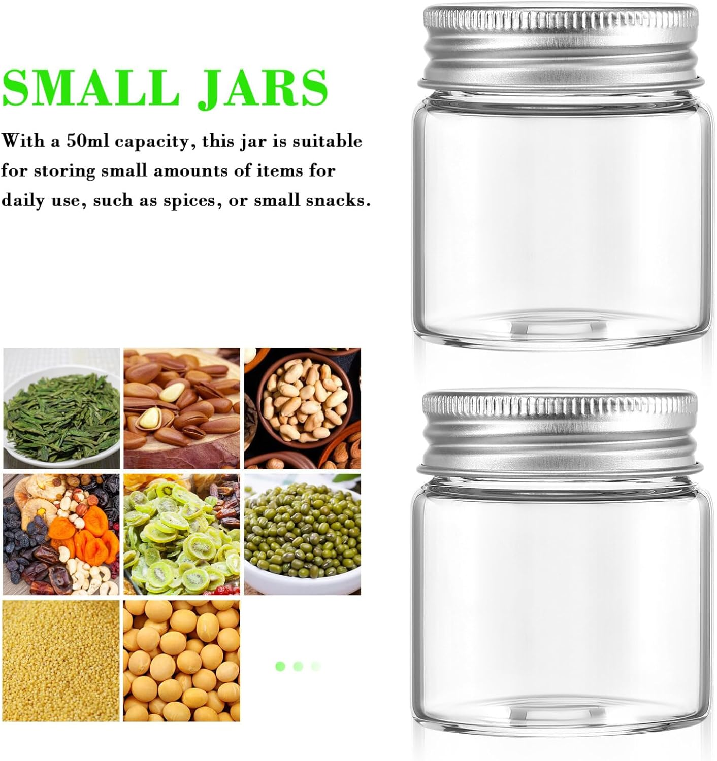 Kichvoe Glass Jars with Lids 20Pcs 50Ml Small Airtight Storage Containers Sealed Glass Jars for Spices Candy Tea Coffee Kitchen Organisation image number 1