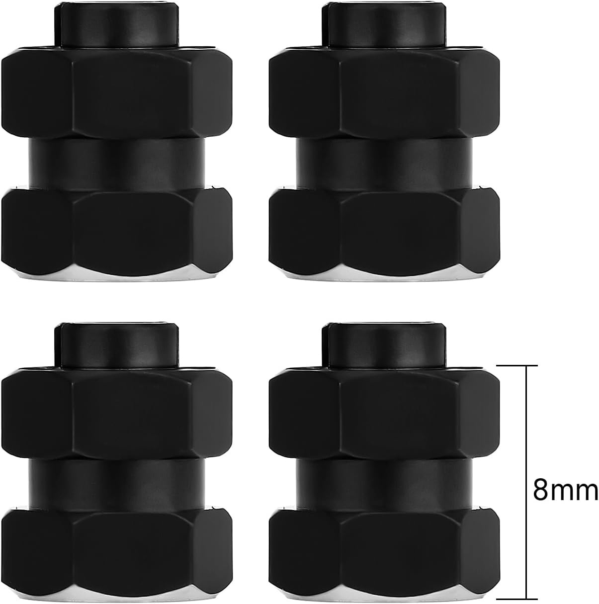 INJORA Black Brass Wheel Hexadecimal Hub + 5 Mm Extender for Axial SCX24 Upgrade 1/24 RC Crawler, Pack of 4 image number 6
