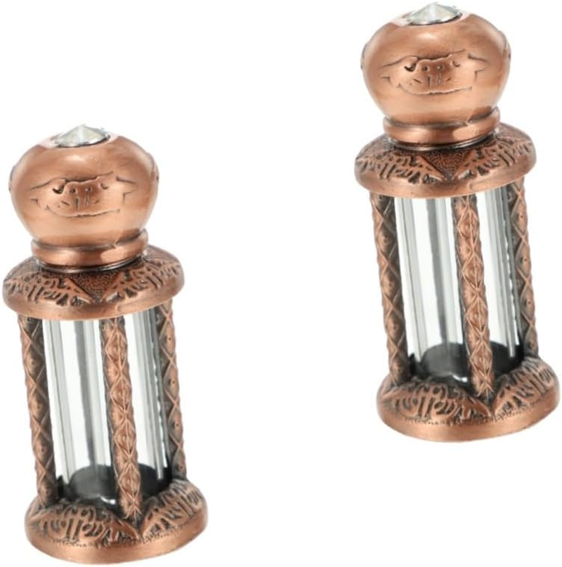 FOMIYES 3Pcs Perfume Bottle Essential Oil Bottle Vintage Perfume Bottle Home Glassfragrance Bottle Air Women Sandalwood Essential Oils Retro Perfume Bottle Humidifier Travel Manual Alloy