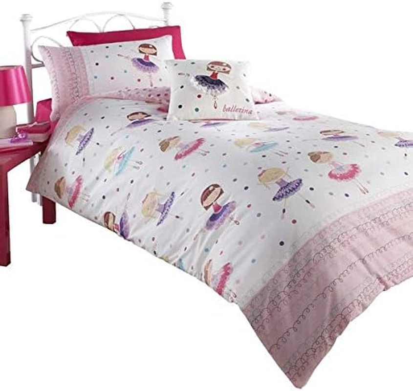 Kids Club Ballerina Pink Single Duvet Cover and Pillowcase Set Girl'S Children'S Bedding, Cotton and Polyester, Multicoloured image number 2