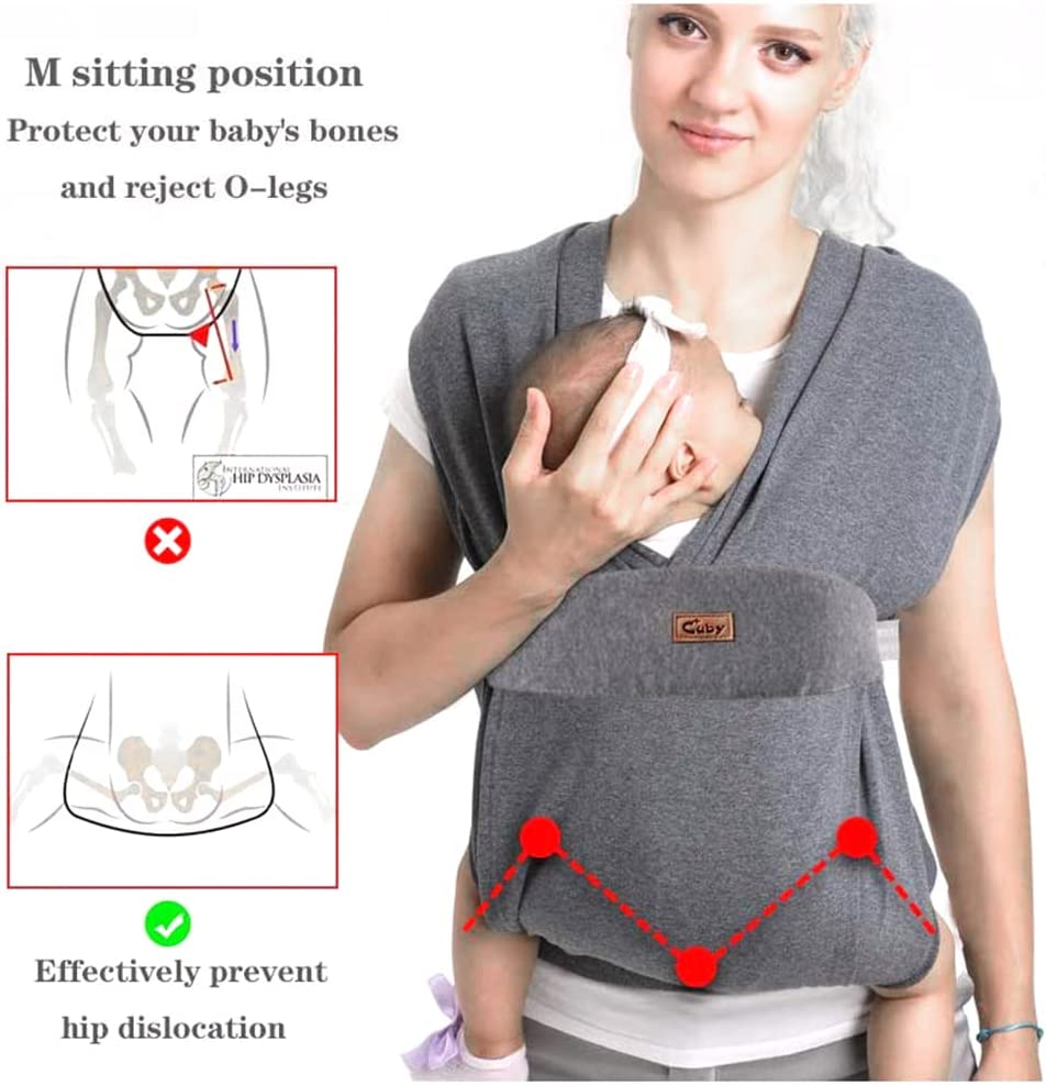 CUBY Ergonomic Easy Baby Carrier for Newborns to Toddlers,Baby Carrier Newborn to Toddler, 360 Degree Baby Wearing, Easy Breastfeeding, Protect the Shoulders (X-Dark Grey) image number 6