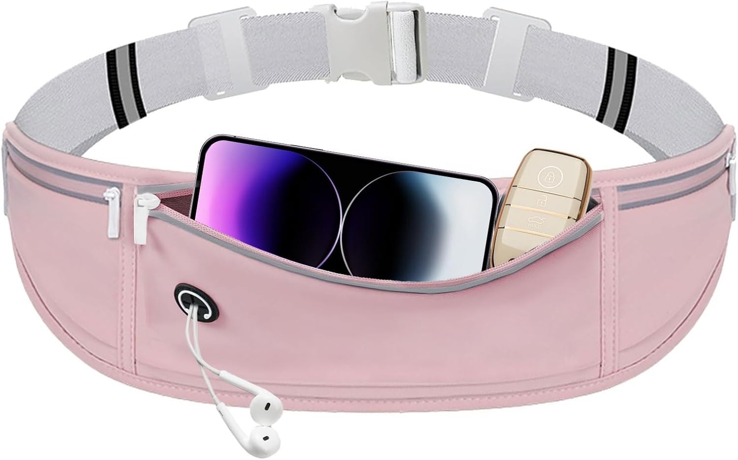 Running Belt Waist Pack for Women - Waterproof Reflective Fanny Pack with Adjustable Bounce-Free Design, Fits Large Phones,Card, Key Storage - Gym, Hiking, Cycling Essentials (Pink)