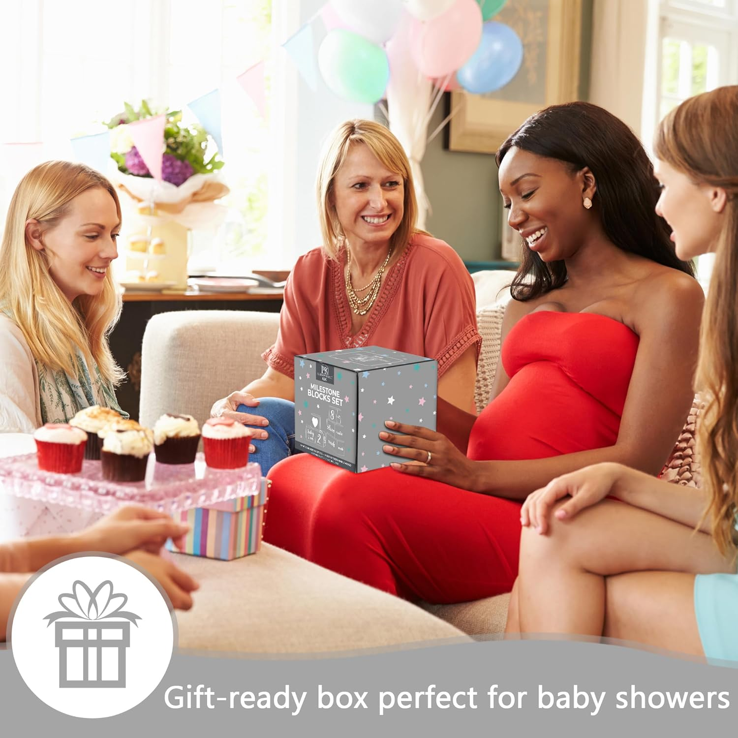 Pink Baby Monthly Milestone Blocks with Bag. Baby Age Blocks for Girl or Boy Baby Photo Props and Baby Shower. Month Baby Milestone Blocks with Grammatically Correct Month and Year - Pink image number 4