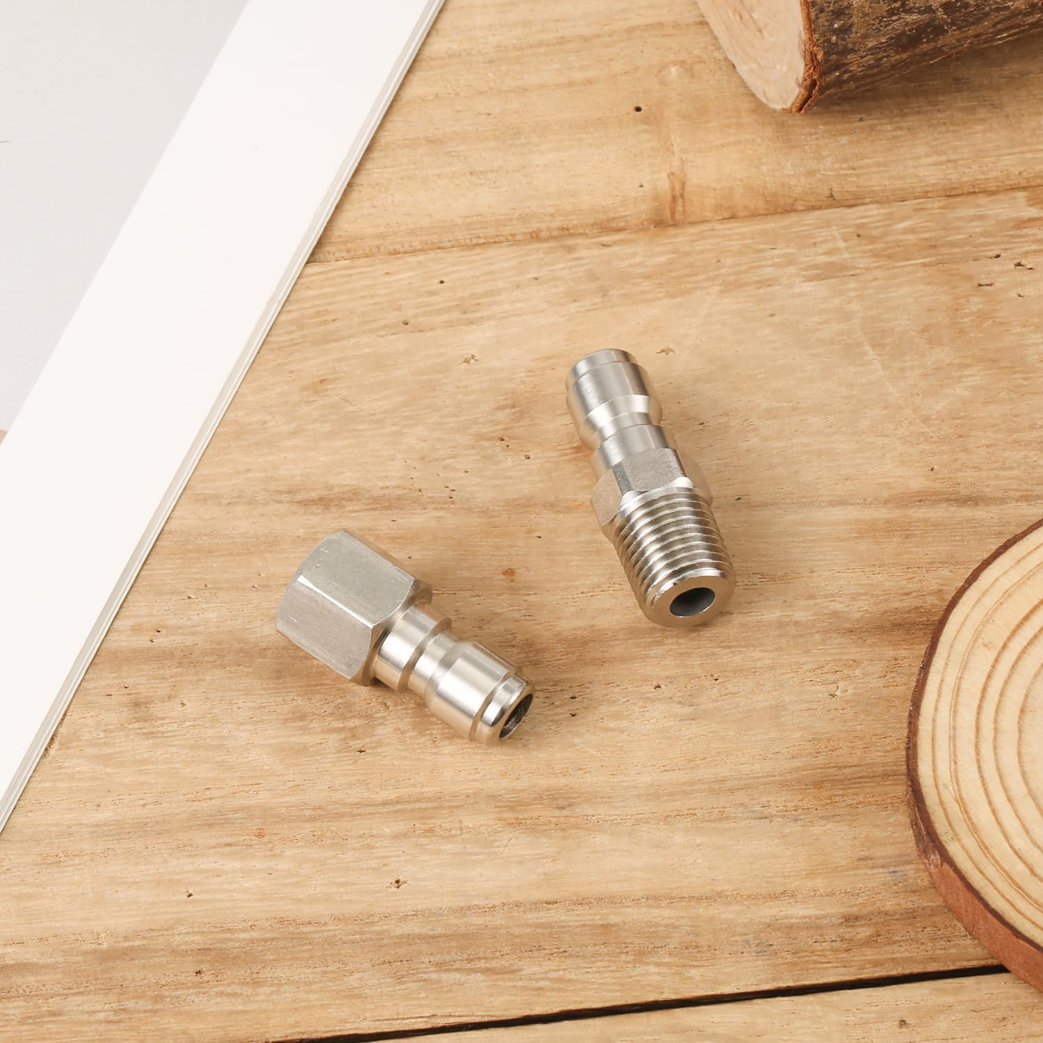 NQEUEPN 2Pcs Fast Connect Pressure Washer Fittings, Stainless Steel Pressure Water Gun Connectors 1/4 Fast Connect Plug(Internal Thread, External Thread) image number 6
