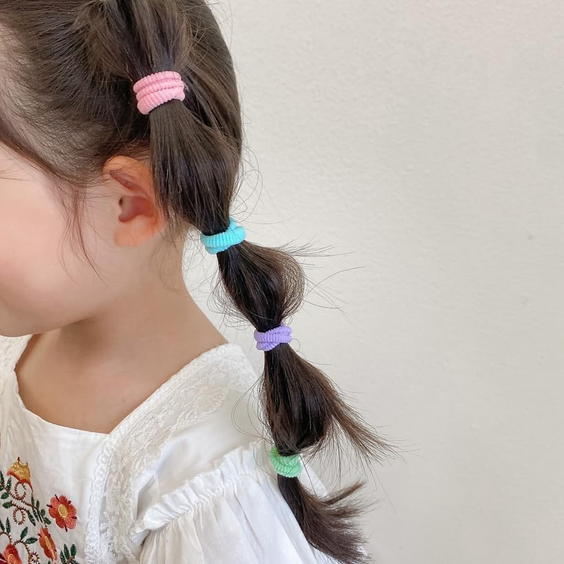 Pack of 200 Girls Hair Bobbles, Soft Loom Bands, Hair Bobbles for Children, Toddlers, Baby (7 Colours) image number 5