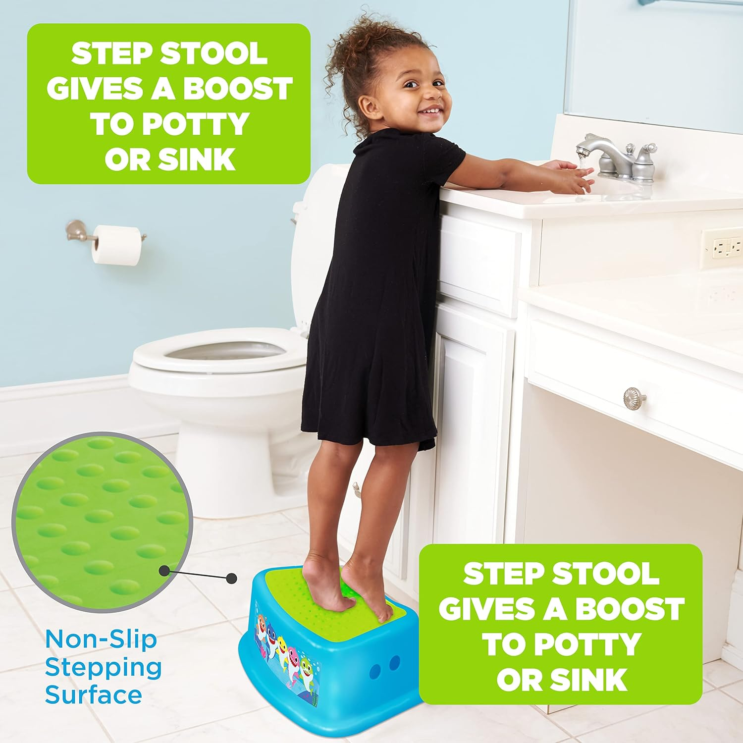 Pinkfong Baby Shark 2 Piece Essential Potty Training Set - Soft Toddler Toilet Seat, Step Stool image number 2