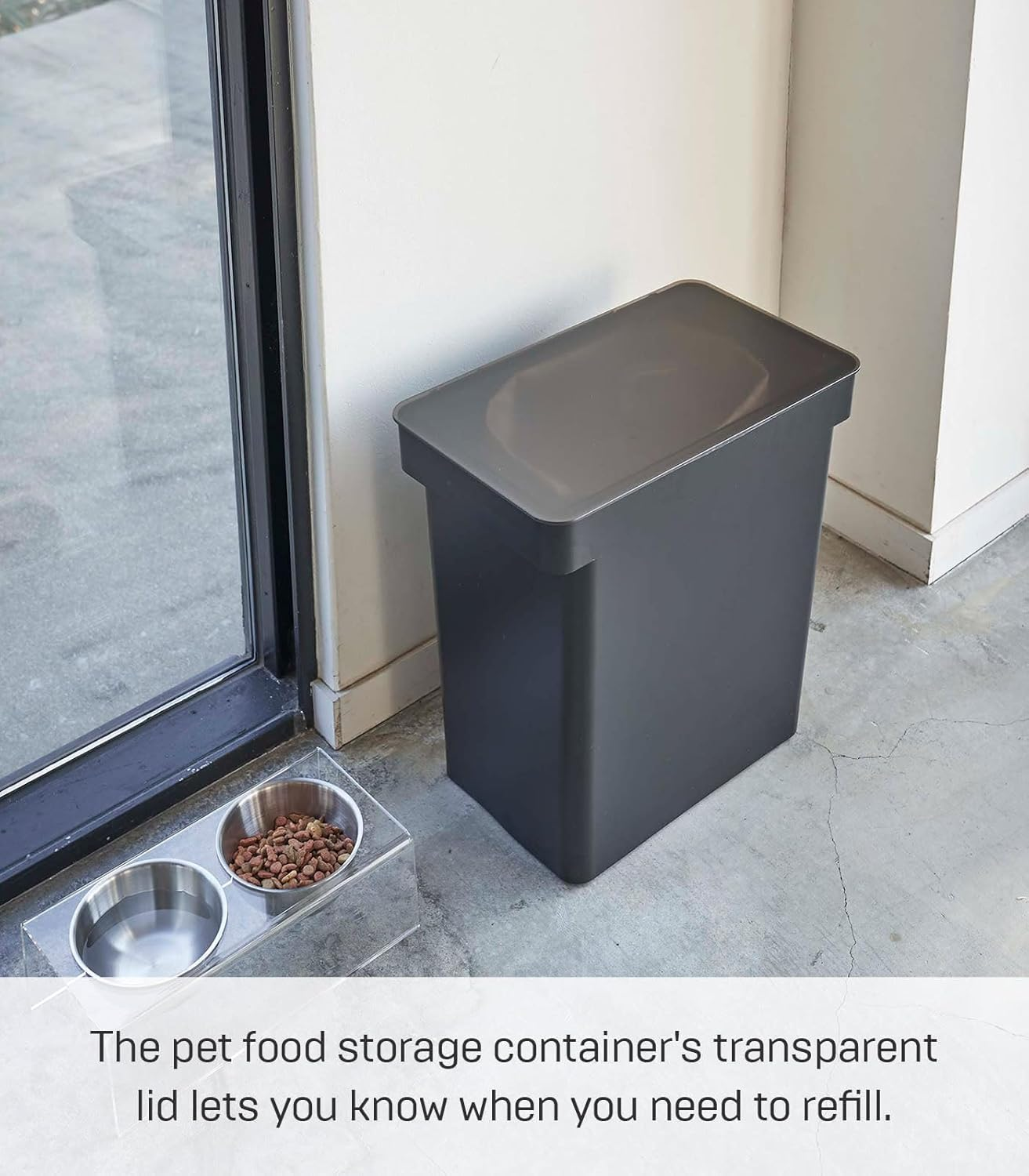 Yamazaki Home Rolling Airtight Food Storage Container (25 Lbs Polypropylene | Extra Large | Pets, Black