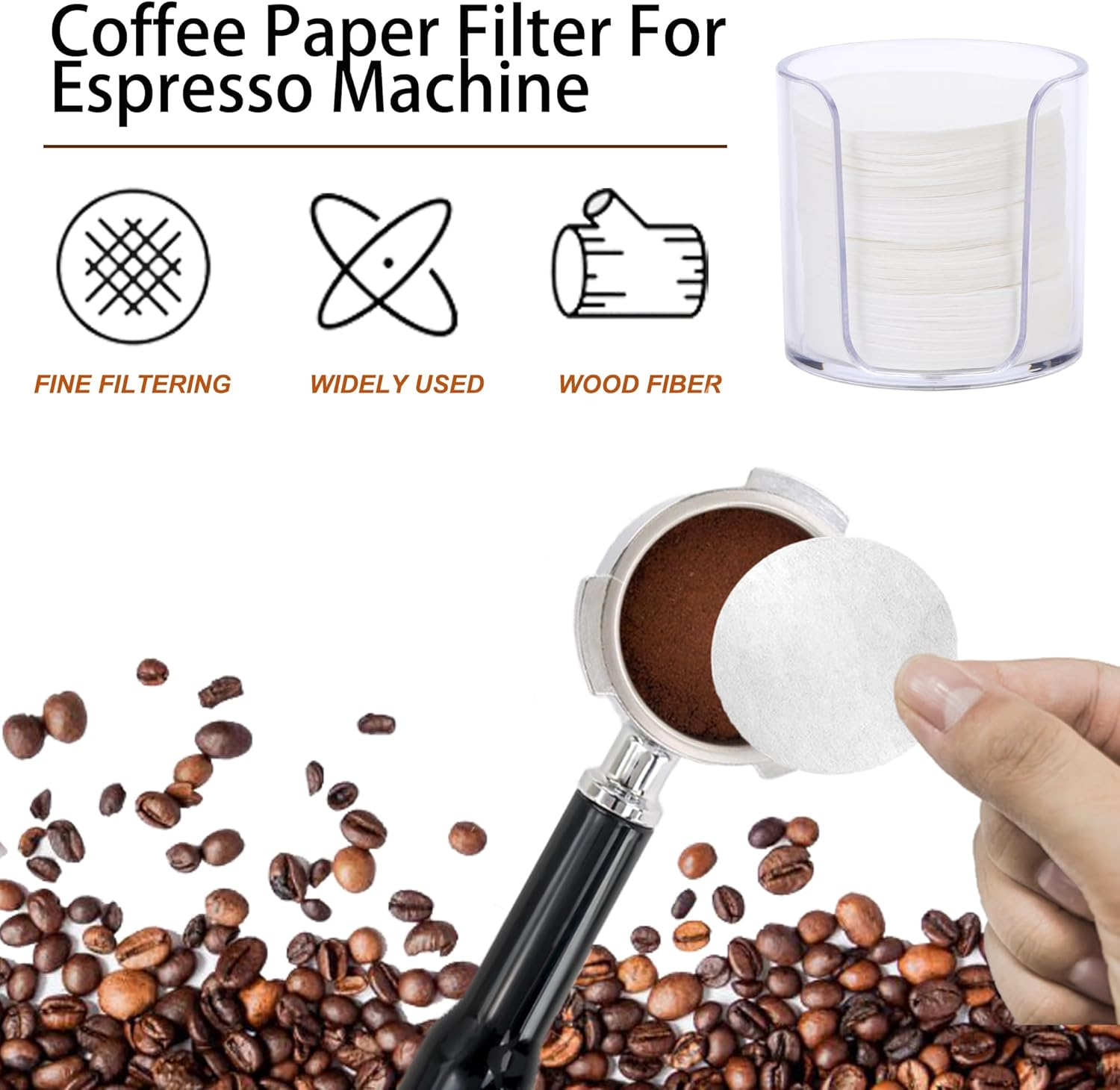 Espresso Paper Filter 58Mm, 300Pcs Disposable Espresso Puck Paper Filters and Filter Storage Holder Compatible with 58Mm Portafilters Basket - Keep Shower Screen Clean image number 2