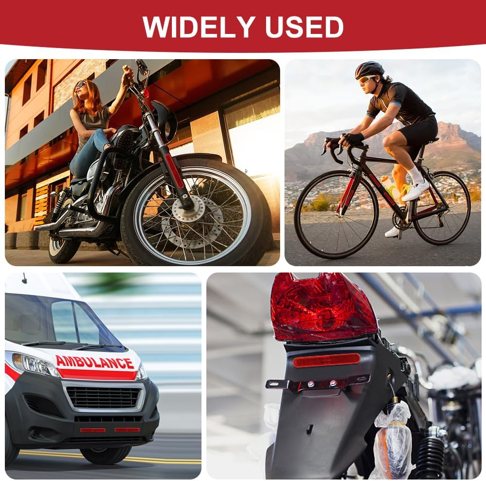 2Pcs Motorcycle Reflectors, Stick-On Rectangular Safety Reflector, Strong Reflective Ability Red Light Reflectors, Red Safety Warning Reflector for Trucks Bicycle Trailers Gate Posts, 13.9Cm