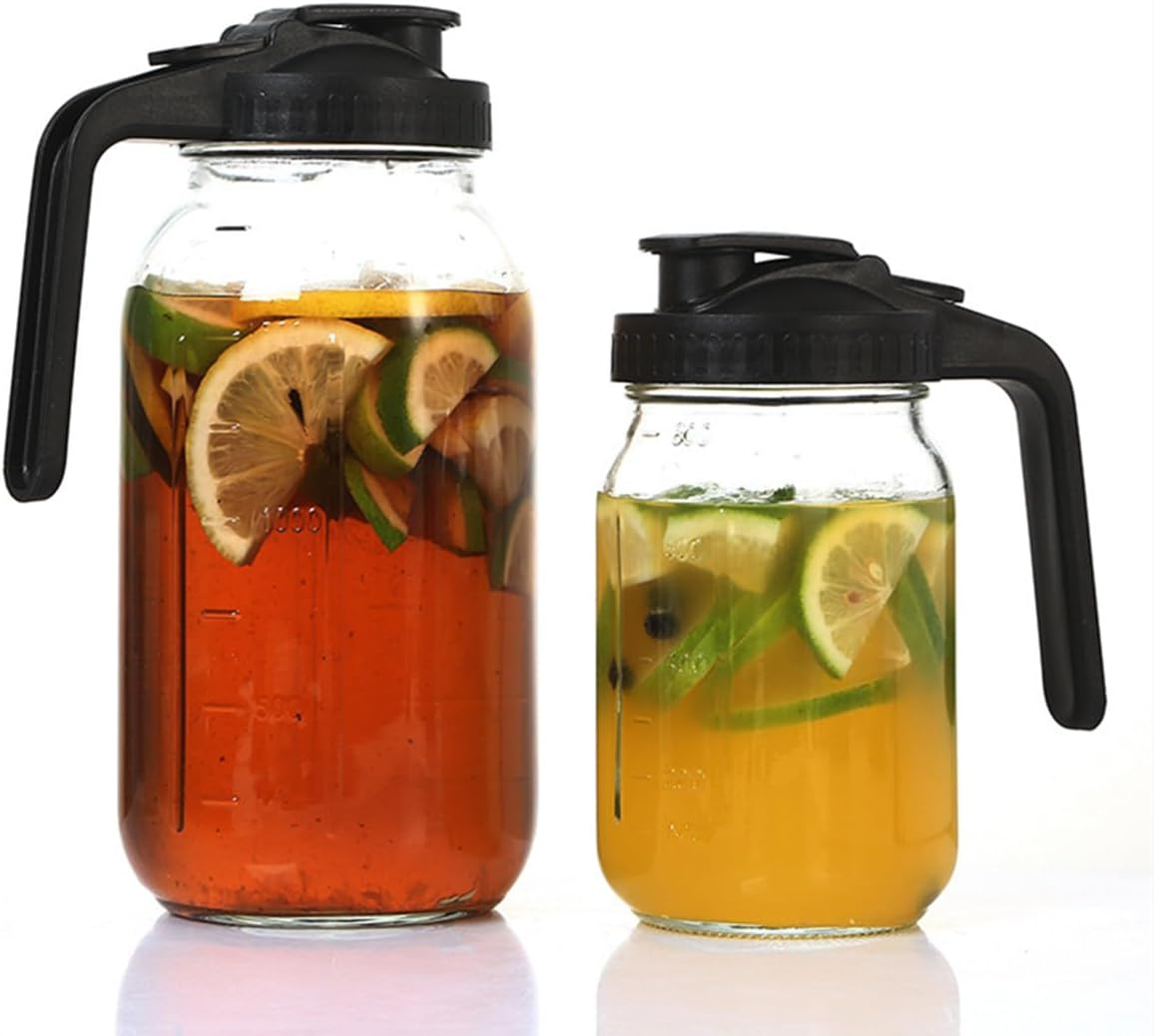 64 Oz/32 Oz Glass Water Bottle with Lid and Spout, Wide Mouth Mason Jar Water Bottle for Iced Tea, Juice, Cold Brew Coffee (Yellow, 32Oz) image number 6