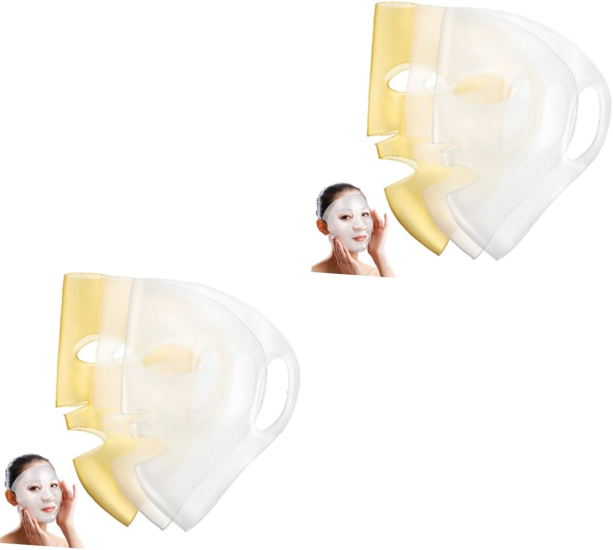 Beavorty 1Set Silicone Mask Cover Reusable Face Mask Covers Facial S Neck Sleep S Transparent Reusable Silicone Steam 3Pcs image number 5