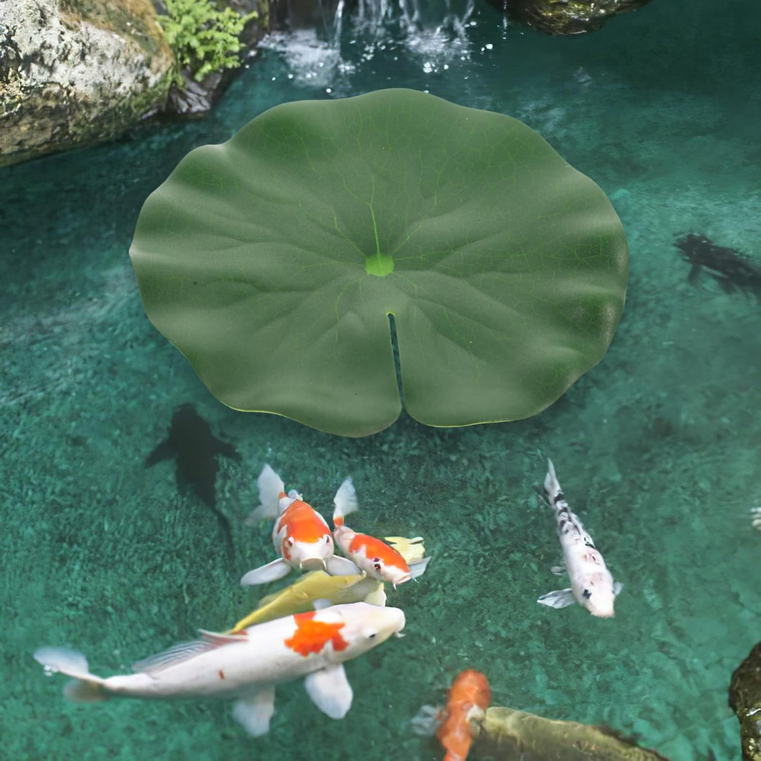 TOVINANNA 20Pcs Simulated Lotus Leaf Floating Lily Pads Realistic Lily Pads Leaves Fish Decorations for Tank Floating Pond Leaf Ornament Lightweight Dense Foam Eva Fish Tank Big Water Lily