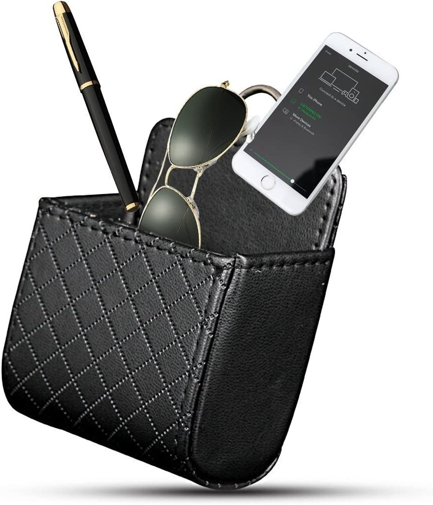 Yosoo Car Auto Seat Back Interior Air Vent Cell Phone Holder Pouch Bag Box Tidy Storage Coin Bag Case Organizer with Hook (Black) image number 2