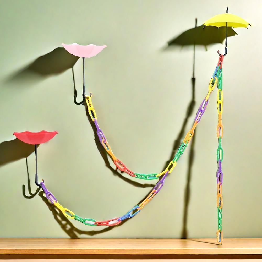 3 Pack Sugar Glider Platform with C-Clips Climbing Chain for Pet Bird Sugar R Squirrel Toyglide (Pink+Red+Yellow, 13.5+6 * 11) image number 3