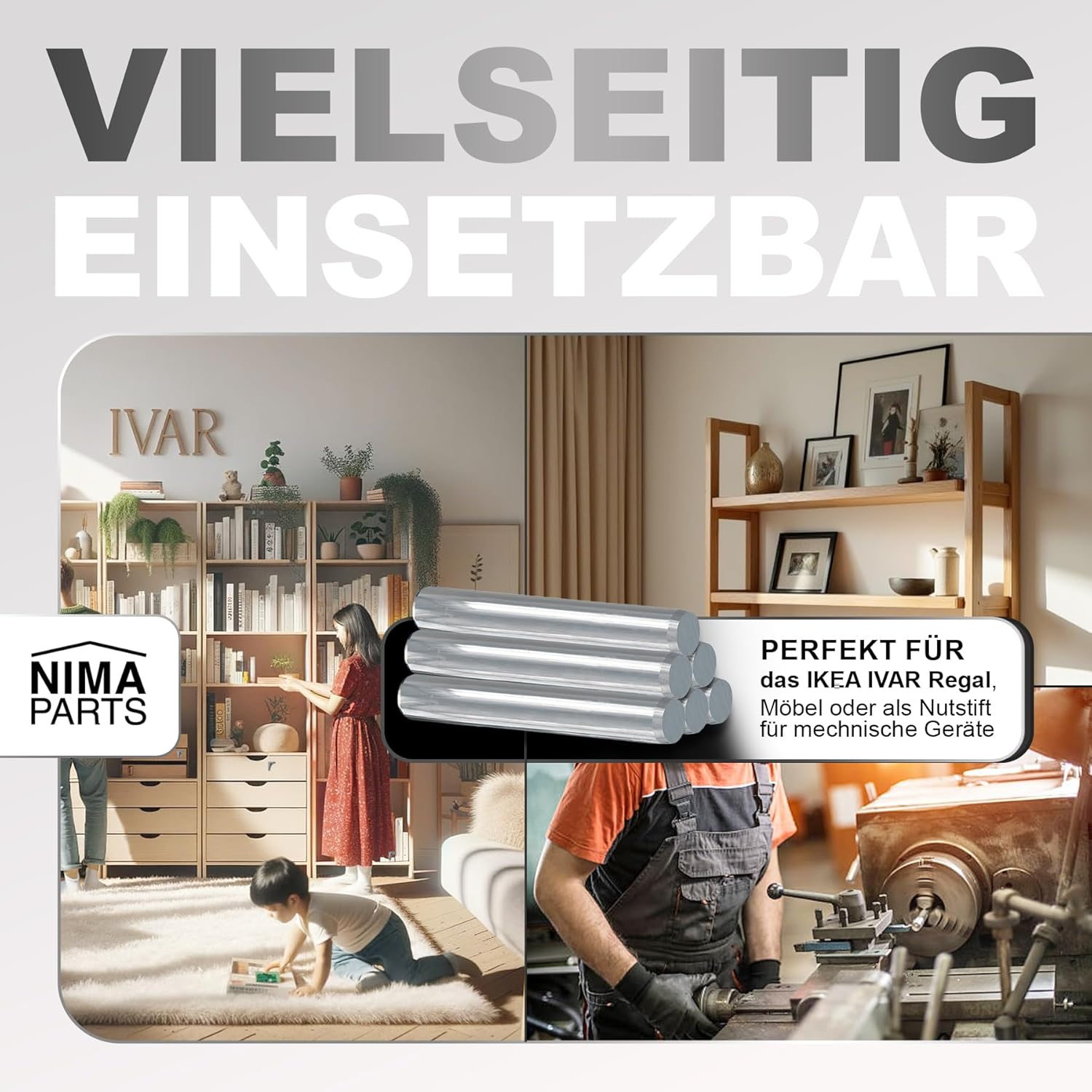 NIMA PARTS Shelf Brackets - Made in Germany - Shelf Supports Compatible with IKEA Ivar Shelf, Pack of 40 image number 6