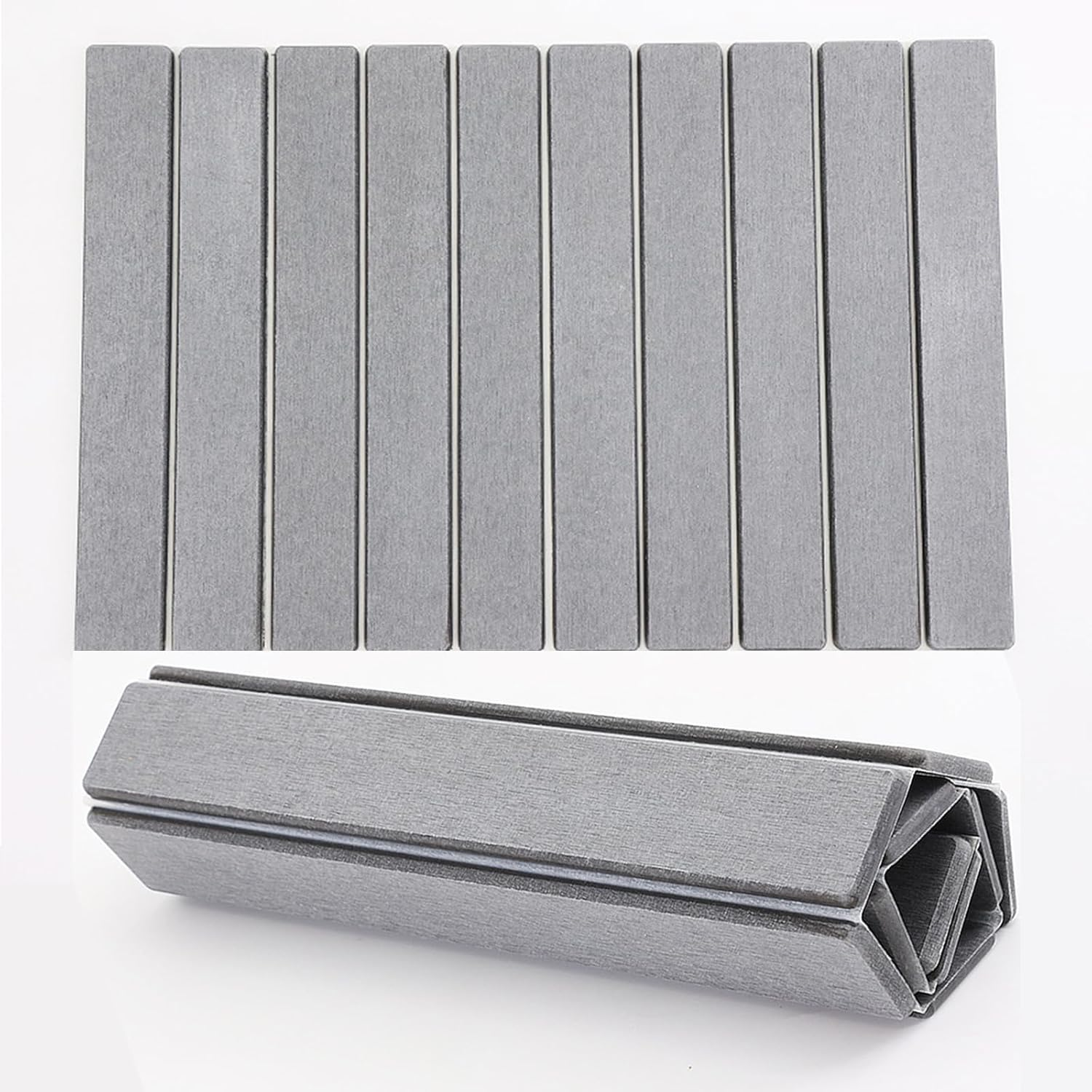 Diatomaceous Earth Folding Bath Mat 39 * 60CM Super Absorbent Floor Mat Quick-Drying Bathroom Carpets Non-Slip Doormat Rectangle Floor Mat Portable Roll-Up Foot Bath Mat for Bathtub Kitchen (Grey)