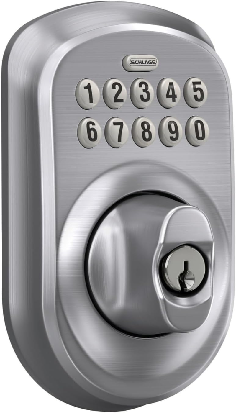 Schlage BE365 Plymouth Keypad Deadbolt, Satin Chrome - Satin Chrome, Camelot Keypad image number 5