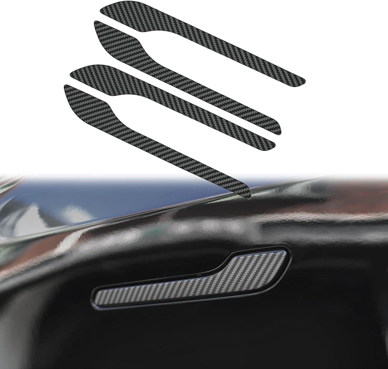 For Tesla Door Handle Sticker anti Scratch for Tesla Car Doorhandle Wrap for Model 3/Y Accessories 4PCS Door Handle Protective Tesla Accessories (Matte Carbon Fiber Textures) - Blue image number 5