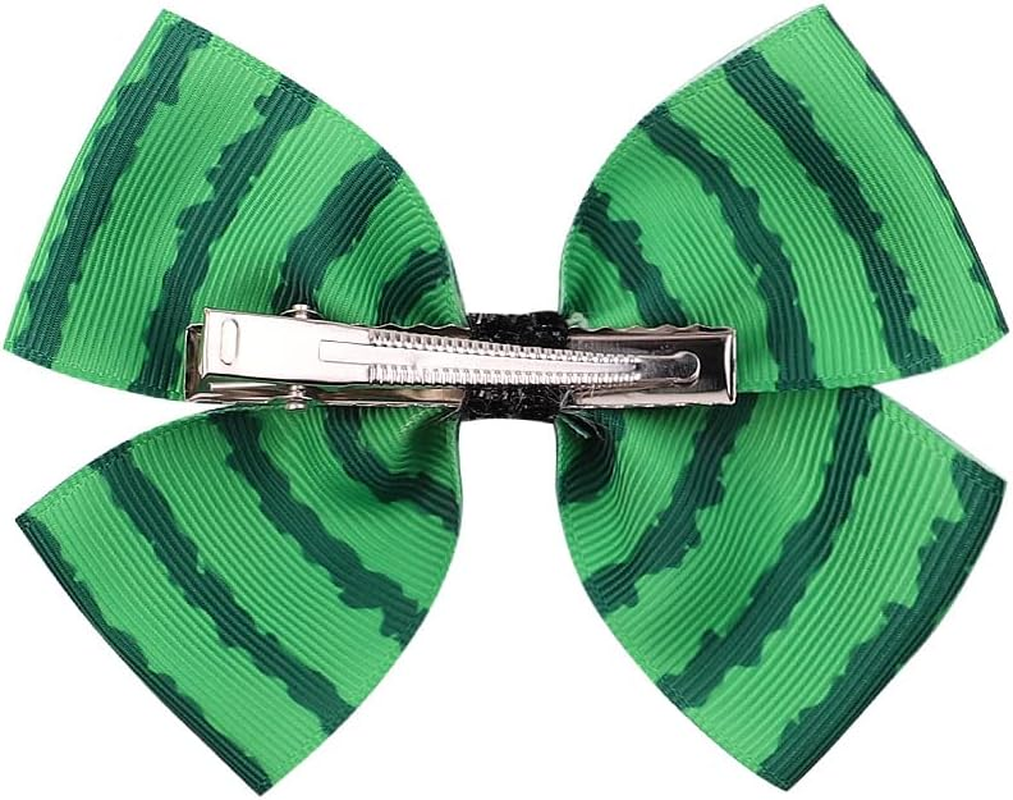 6PCS Fruits Hairpins Watermelon Bow Hair Clips Turban Headband Fruit Headwear Watermelon Hair Hand Bow Watermelon Hair Clip Back to School Hair Bow Clips for Girls image number 2