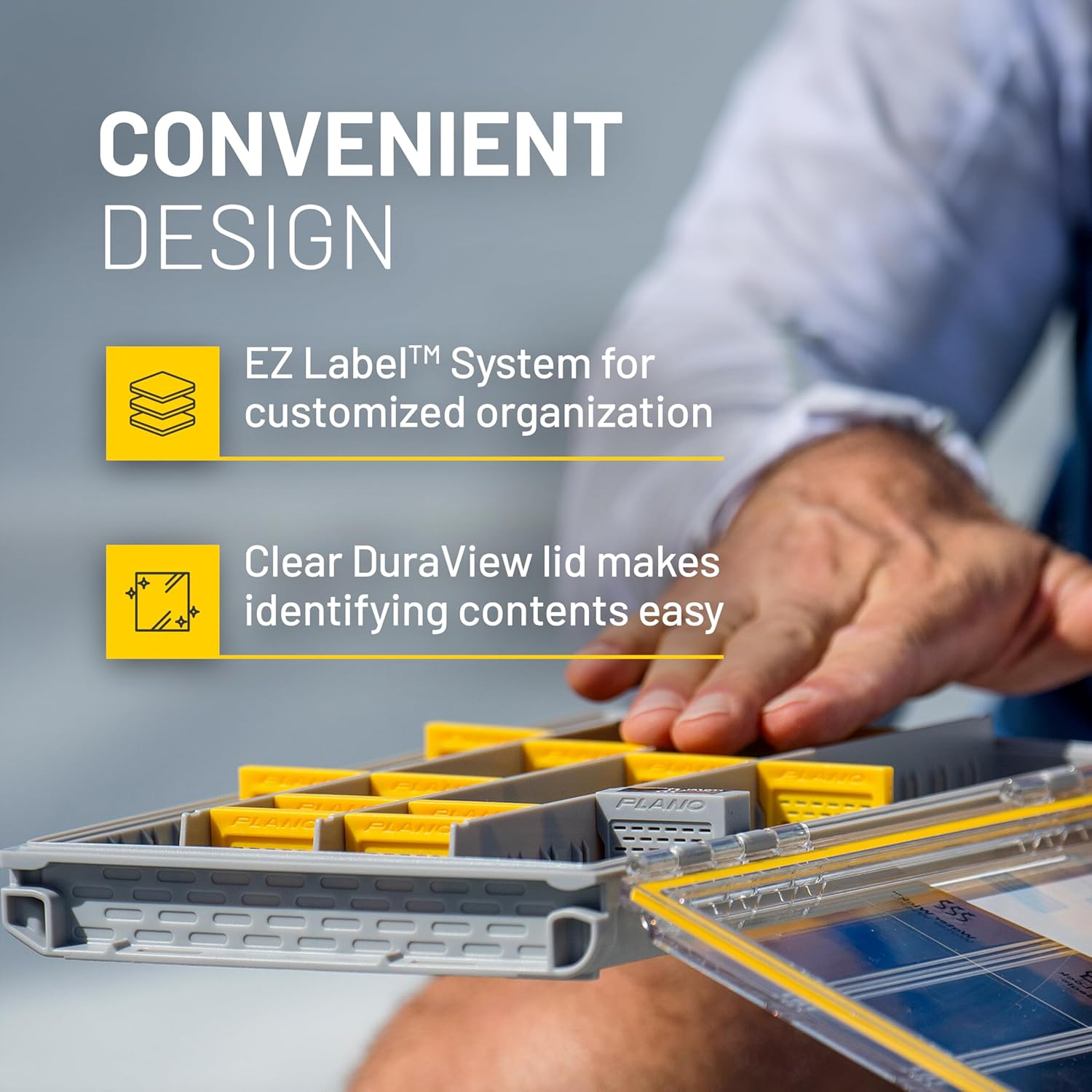 Plano EDGE 3700 Hook Utility Box, Clear/Yellow, Tackle Storage Accessories, Waterproof and Rust-Resistant Container for Fishing Hooks image number 2