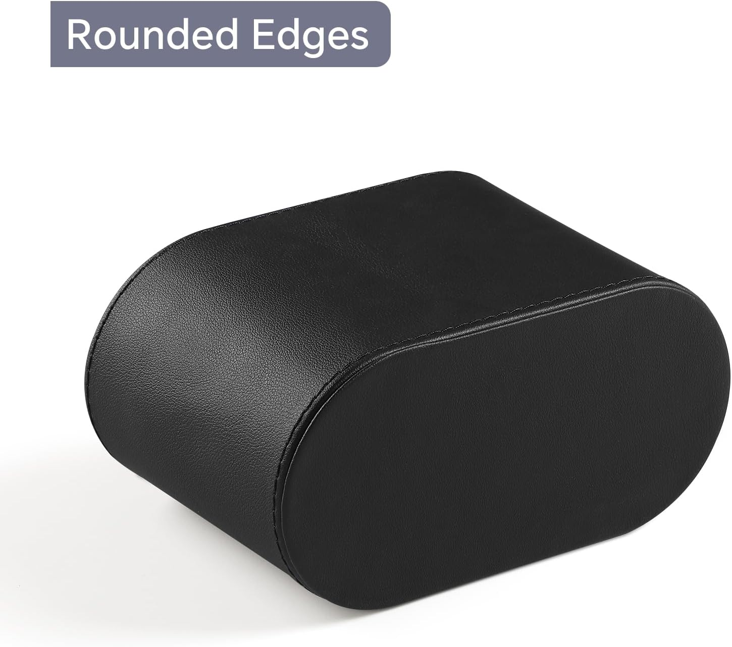 MEIBOOCH PU Leather Pen Holder for Desk, Small Remote Control Holder Pencil Cup Multifunctional Desktop Organizer Caddy for Home School Office Desk Accessories - 2 Compartments (Black) - Black Ribbed Texture image number 6