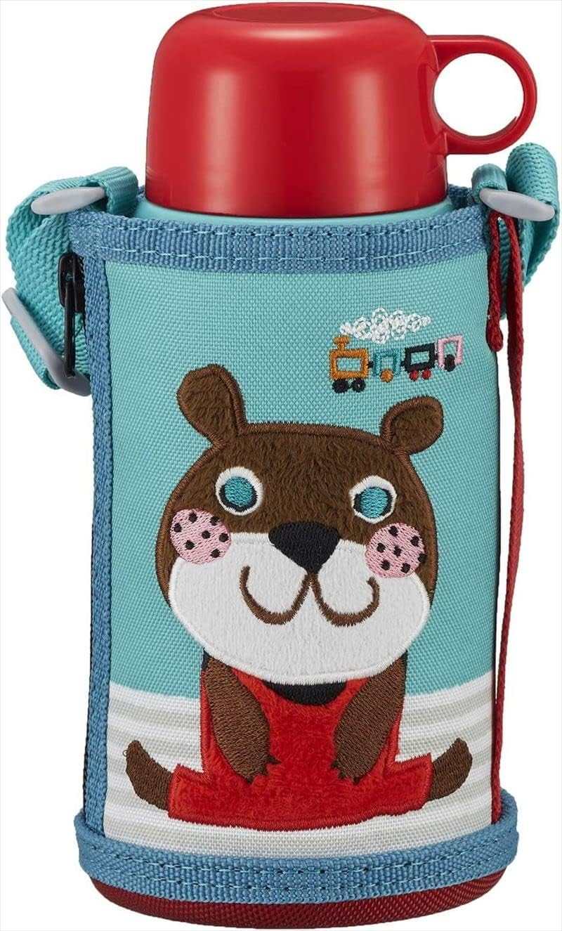 MTA-A080GM Tiger Water Bottle, 28.7 Fl Oz (800 Ml), Empty Handle, Multi-Pocket Bottle, for Girls, Boys, One Touch, Easy to Wash, Wide Mouth, Handle Included, Sustainable, Recycled Material,