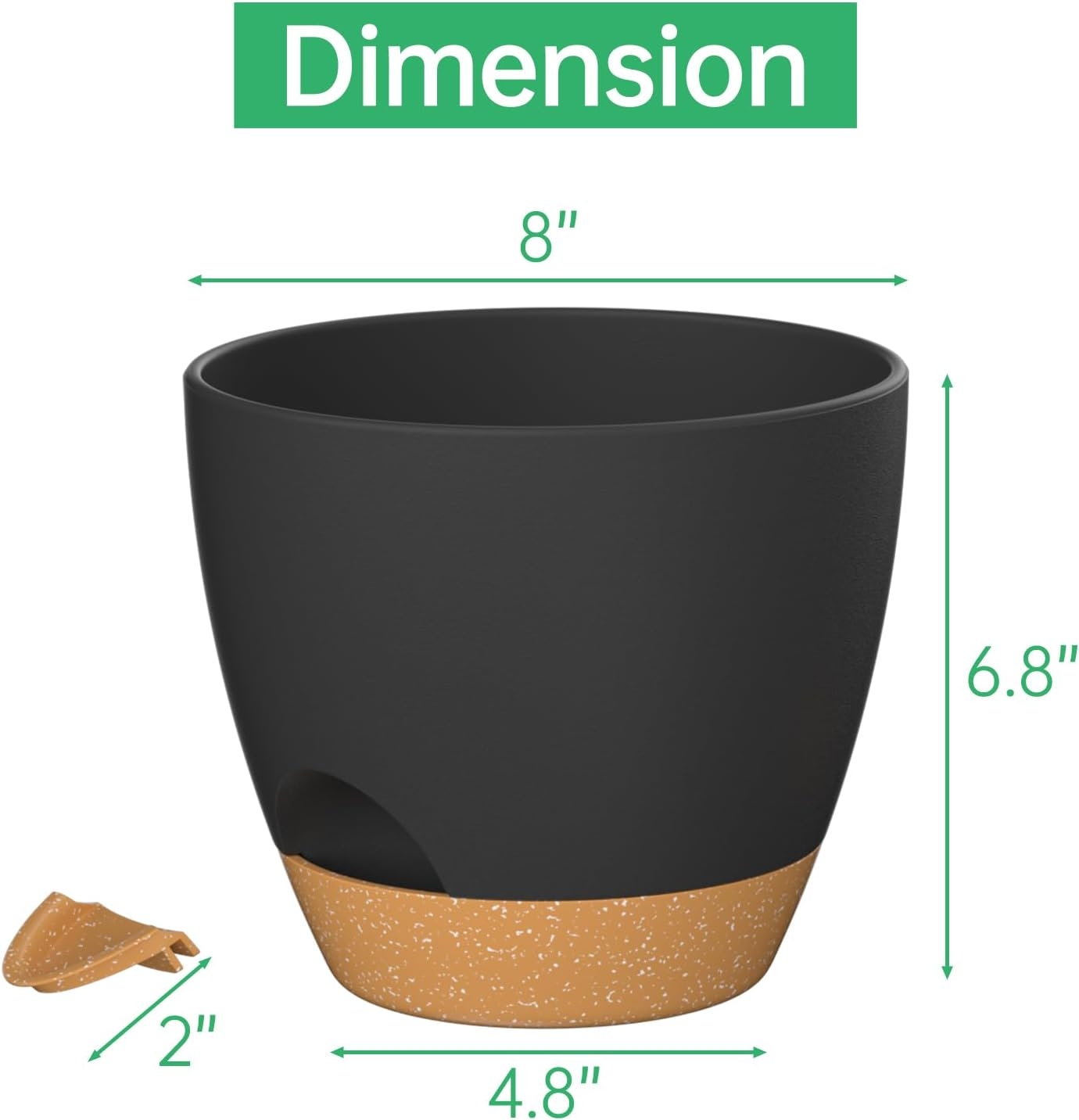 ZMTECH 20 Cm Plant Pots with Drainage Holes Saucer Self Watering Planters with Watering Inlet Plastic Flower Pot for Indoor Outdoor Plants (Set of 2, Black)