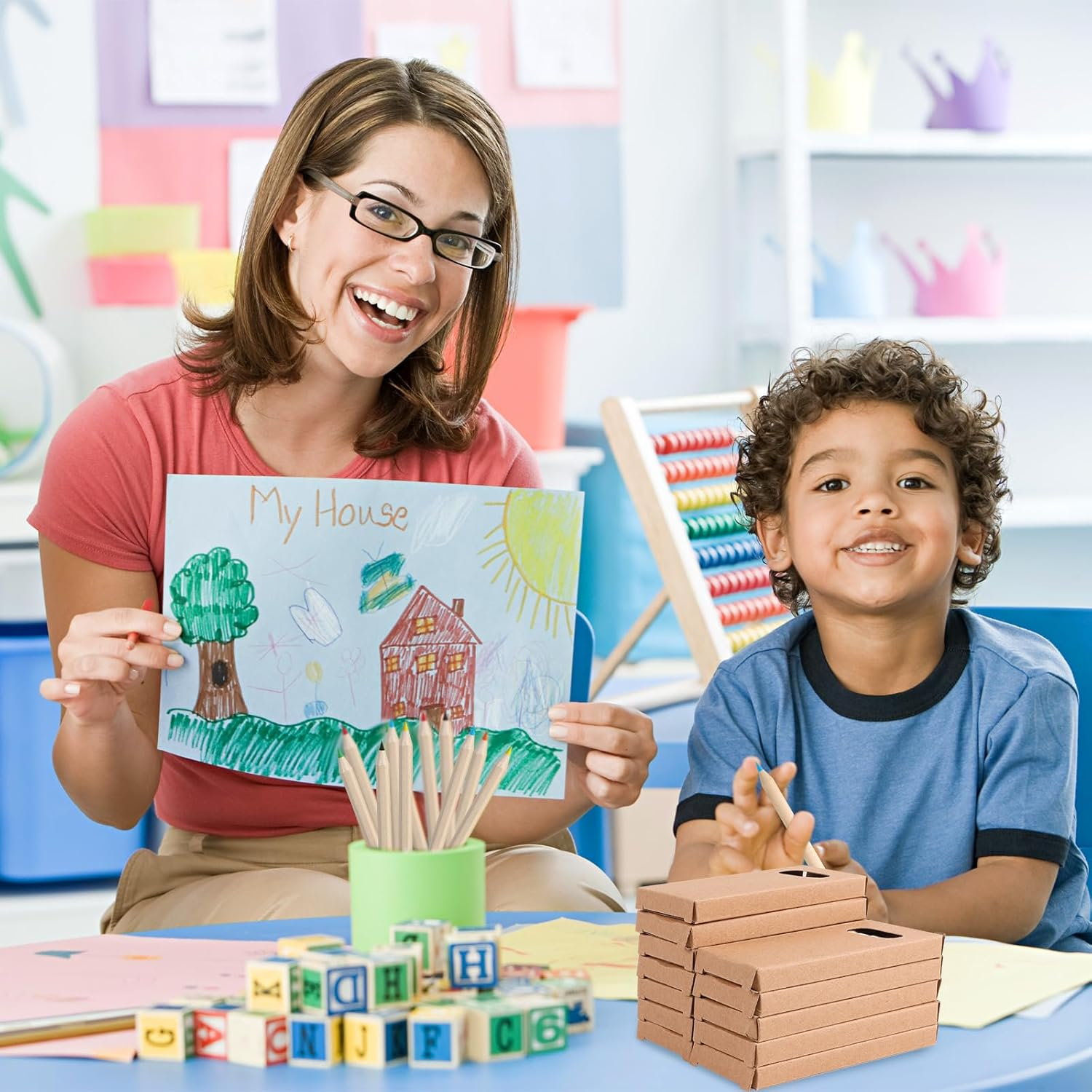 120Pcs/20 Boxes Mini Colored Pencils Bulk Kids Drawing Colored Pencils Bulk Party Favor, 6 Color Pencils in Kraft Boxes, 3.5 Inch Short Coloring Pencils Pre-Sharpened for Classroom School Supplies