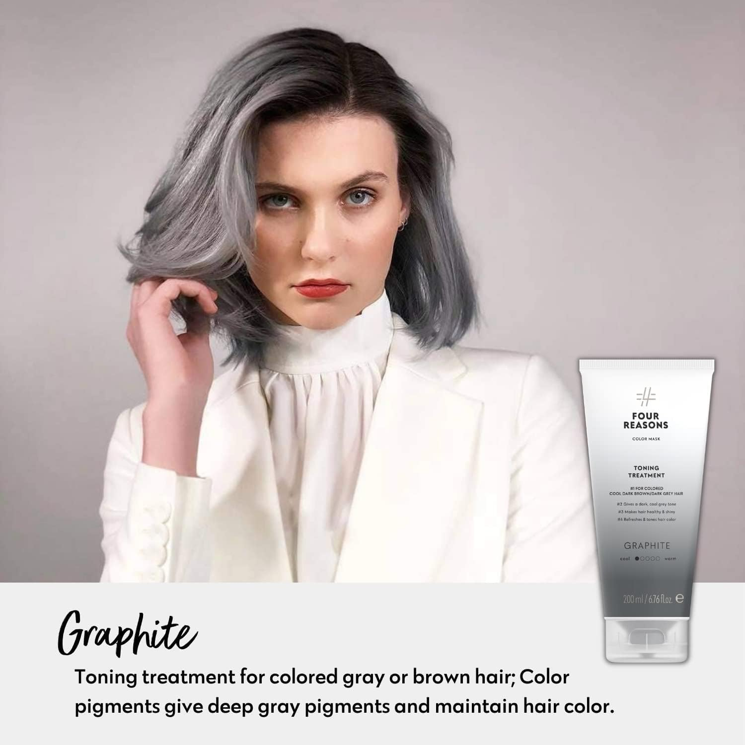 Color Mask Graphite Reconstructive Treatment - Color Maintaining Conditioner for Gray Color Treated Hair and for Cool Brown Hair, Brass Remover for Brown Hair, 6.76 Oz - NOT for BLONDE HAIR! image number 6