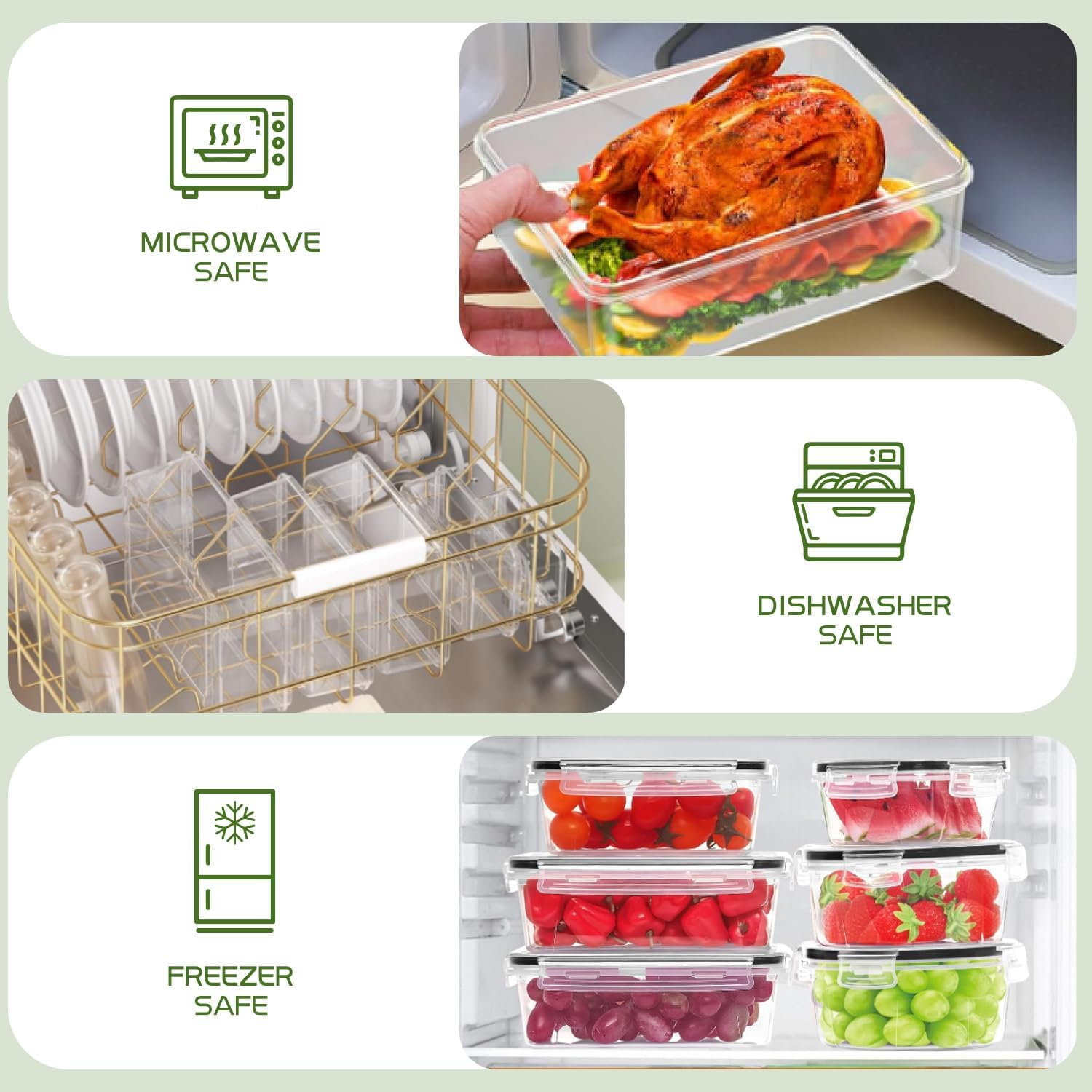44 Pcs Food Storage Containers with Lids Airtight (22 Containers&22 Lids), Plastic Food Containers for Pantry&Kitchen Storage, Bpa-Free, Leak Proof,Microwave and Dishwasher Safe, Includes Labels&Pen image number 2