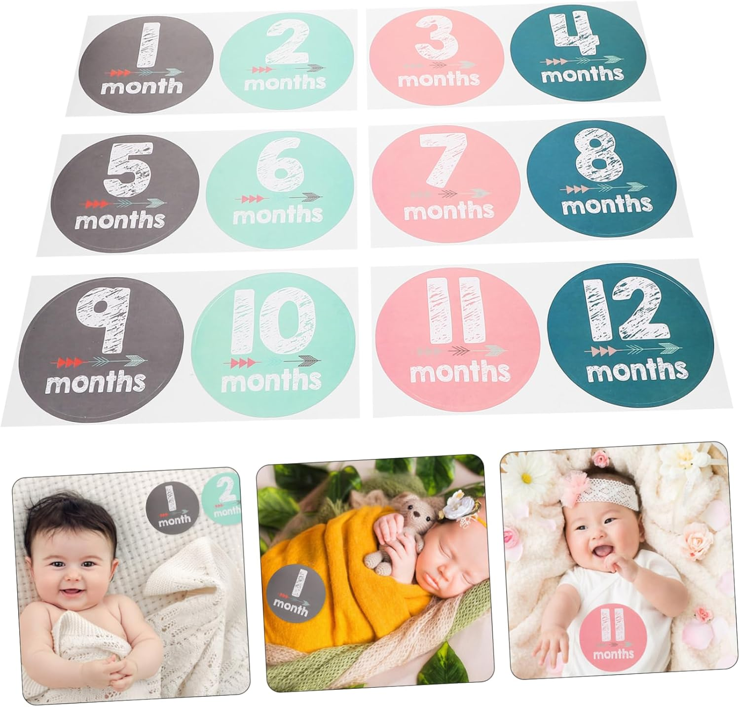 Milestone Stickers for Newborn Monthly Adhesive Wall Decals for Milestone Photography image number 4
