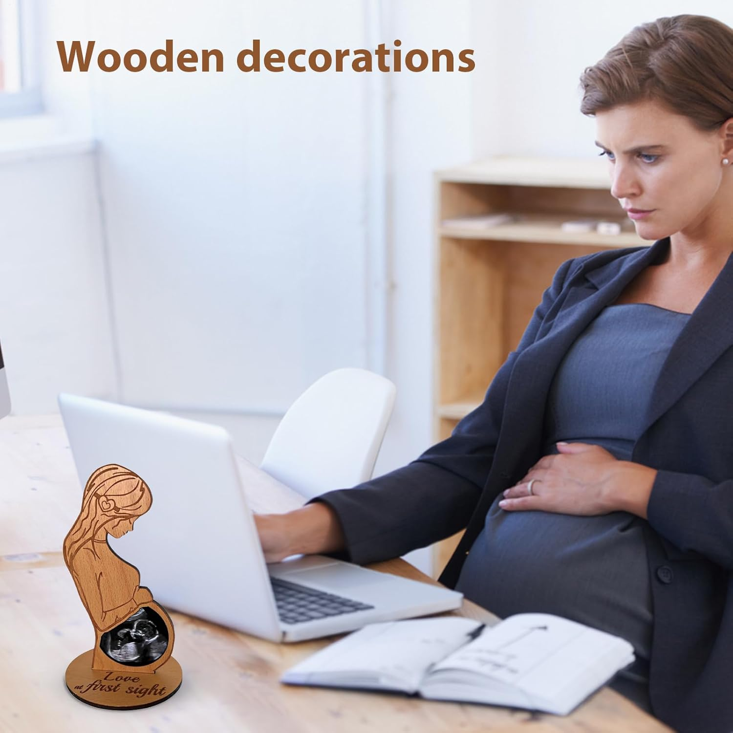 Baby Scan Picture Frames Pregnancy Announcement Sonogram Photo Frames Wooden Ultrasound Image Keepsake Gift Engraved Baby Bump Decor for Expecting Mothers Nursery Home Gift New Parents image number 4