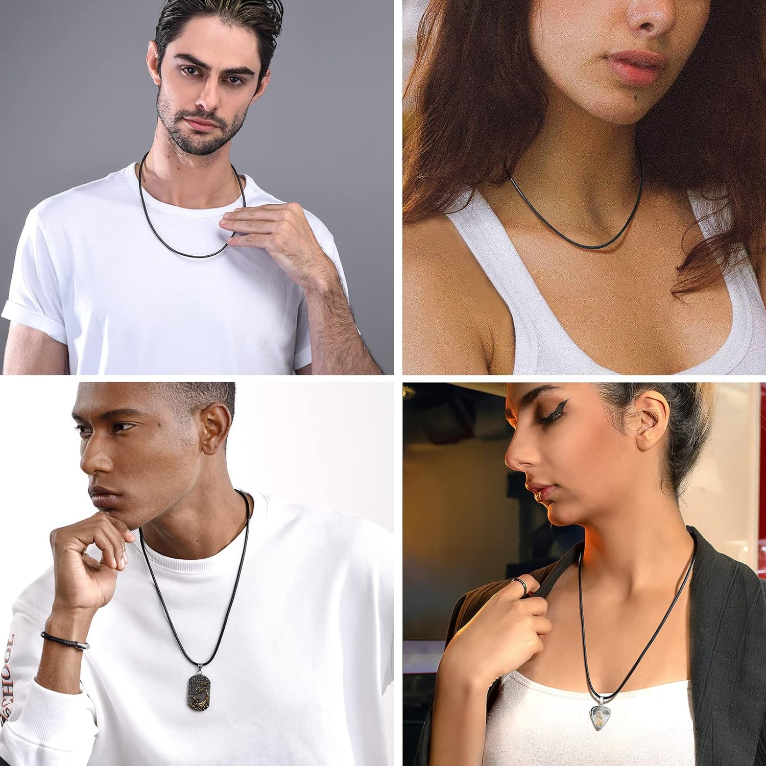 PROSTEEL Black/Brown Waxed Rope Braided Leather Necklace Cord Sturdy Soft Comfortable, 41-76Cm, Stainless Steel Durable Clasp, Come Gift Box image number 4