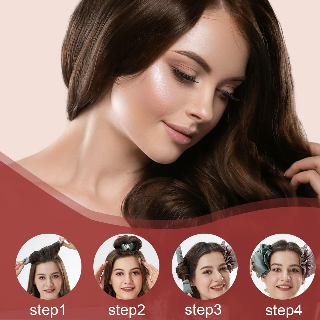 ZEPIQOR Curls without Heat, 3-Piece Heatless Curls Set Curlers, Non-Slip Heatless Curls, Heatless Curls Silk Hair Curler for Short, Medium, Long Hair Girls, DIY Overnight Curls (Black) image number 1