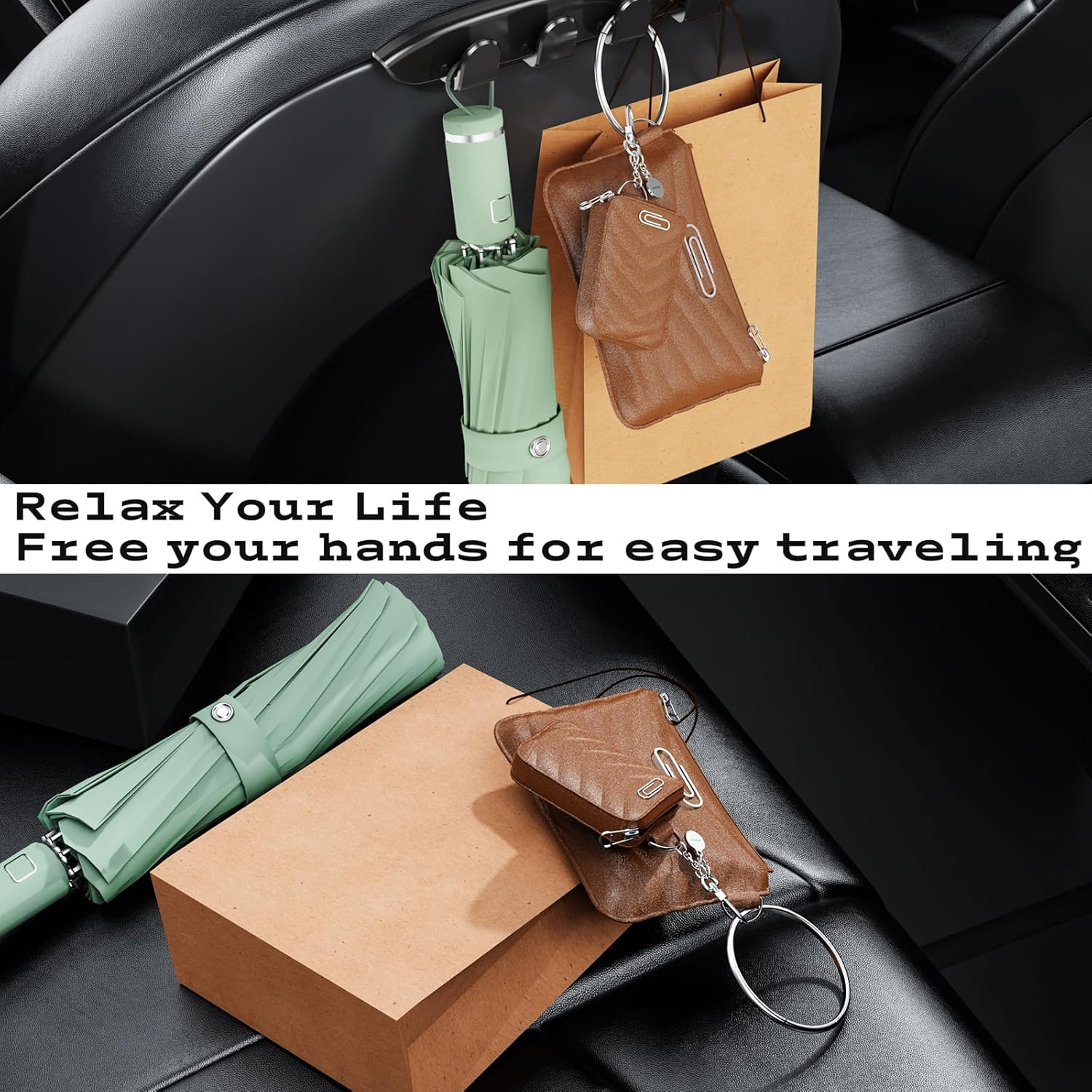 OATSBASF Tesla Model Y/3 Seat Hooks - 2 Pack Headrest Organizer, Car Bag & Purse Hanger image number 5