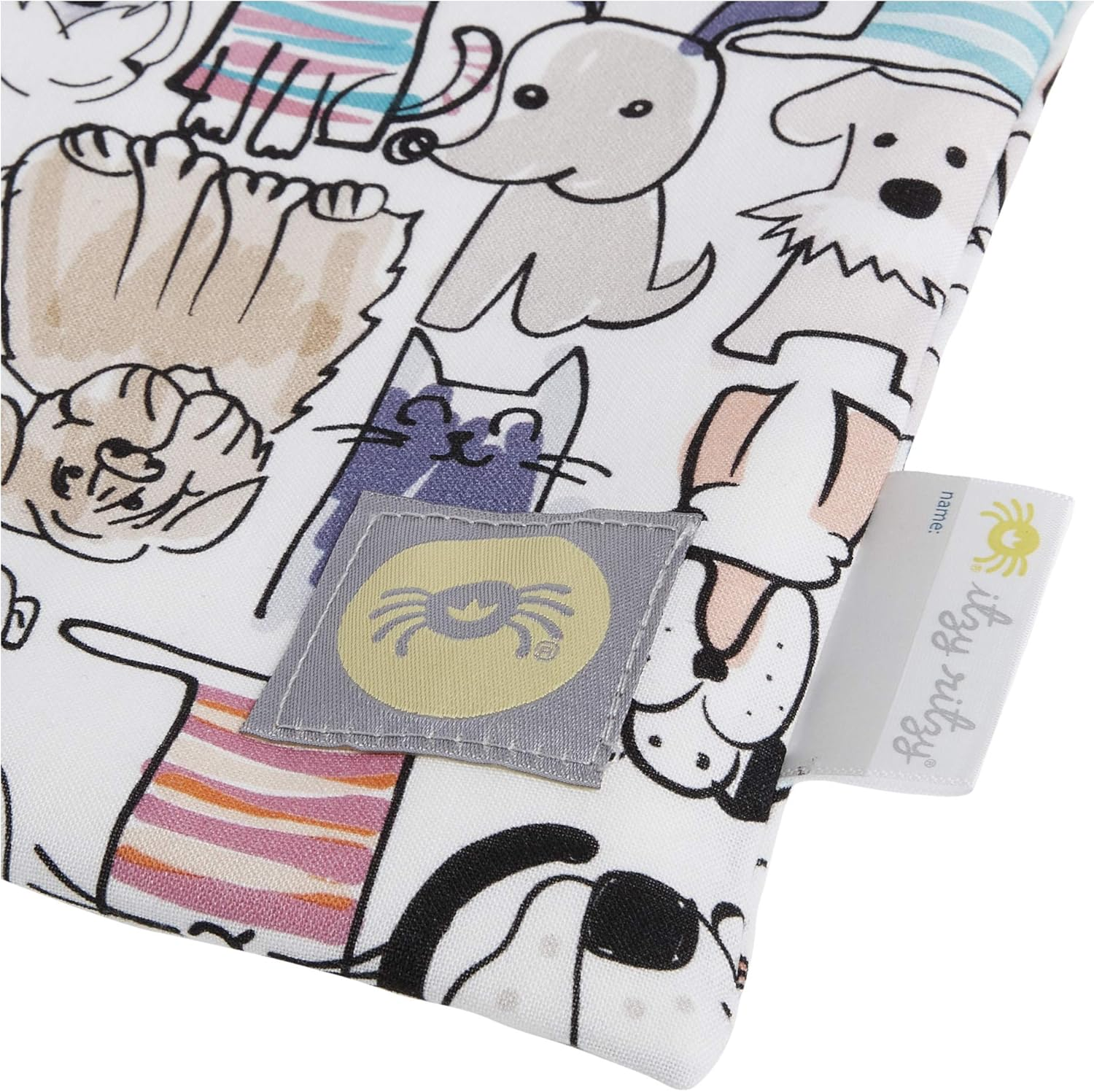 Itzy Ritzy Sealed Wet Bag with Adjustable Handle &ndash; Washable and Reusable Wet Bag with Water Resistant Lining Ideal for Swimwear, Diapers, Gym Clothes & Toiletries; Measures 11&rdquo; X 14&rdquo;, Cats & Dogs image number 5