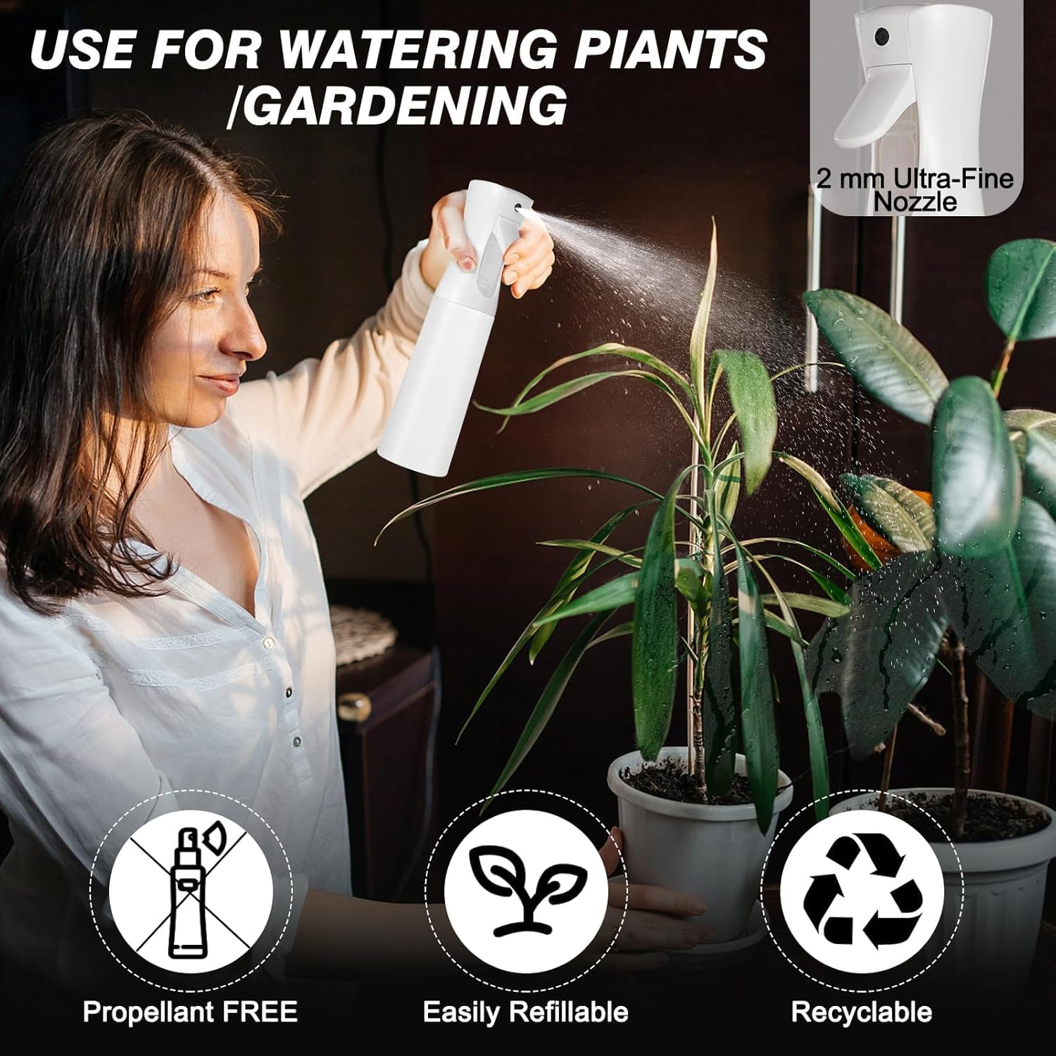 Fine Continuous Spray Bottle, 2Pcs Hair Spray Misting Bottle,Fine Mist Spray Bottle,Hair Water Spray Bottle,Continuous Mister Water Spray Bottle,Fine Mist Spray Bottle Water Mister Spray Bottle,200Ml