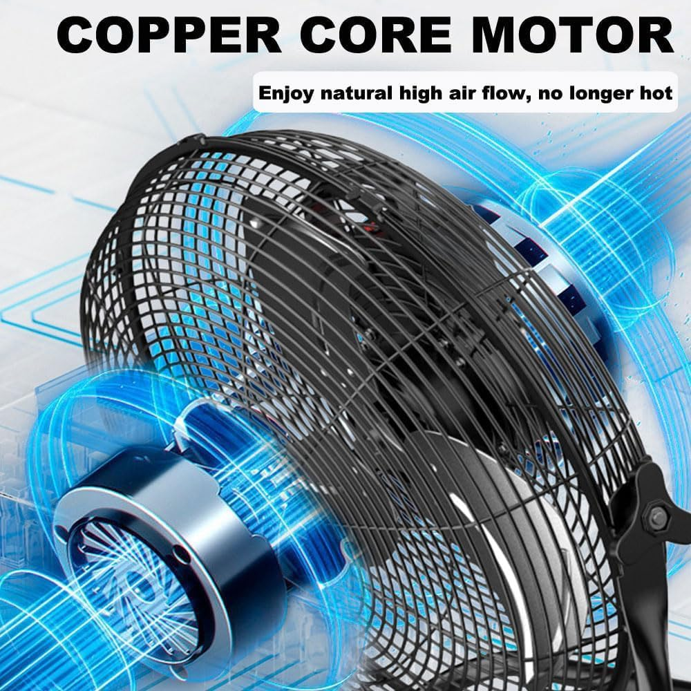 Floor Fan Industrial Fan 16-Inch High-Velocity Pure Copper Motor with 4 Speeds 130 Degree Adjustable Tilt Ideal for Home or Restaurant or Garage or Workshop image number 3