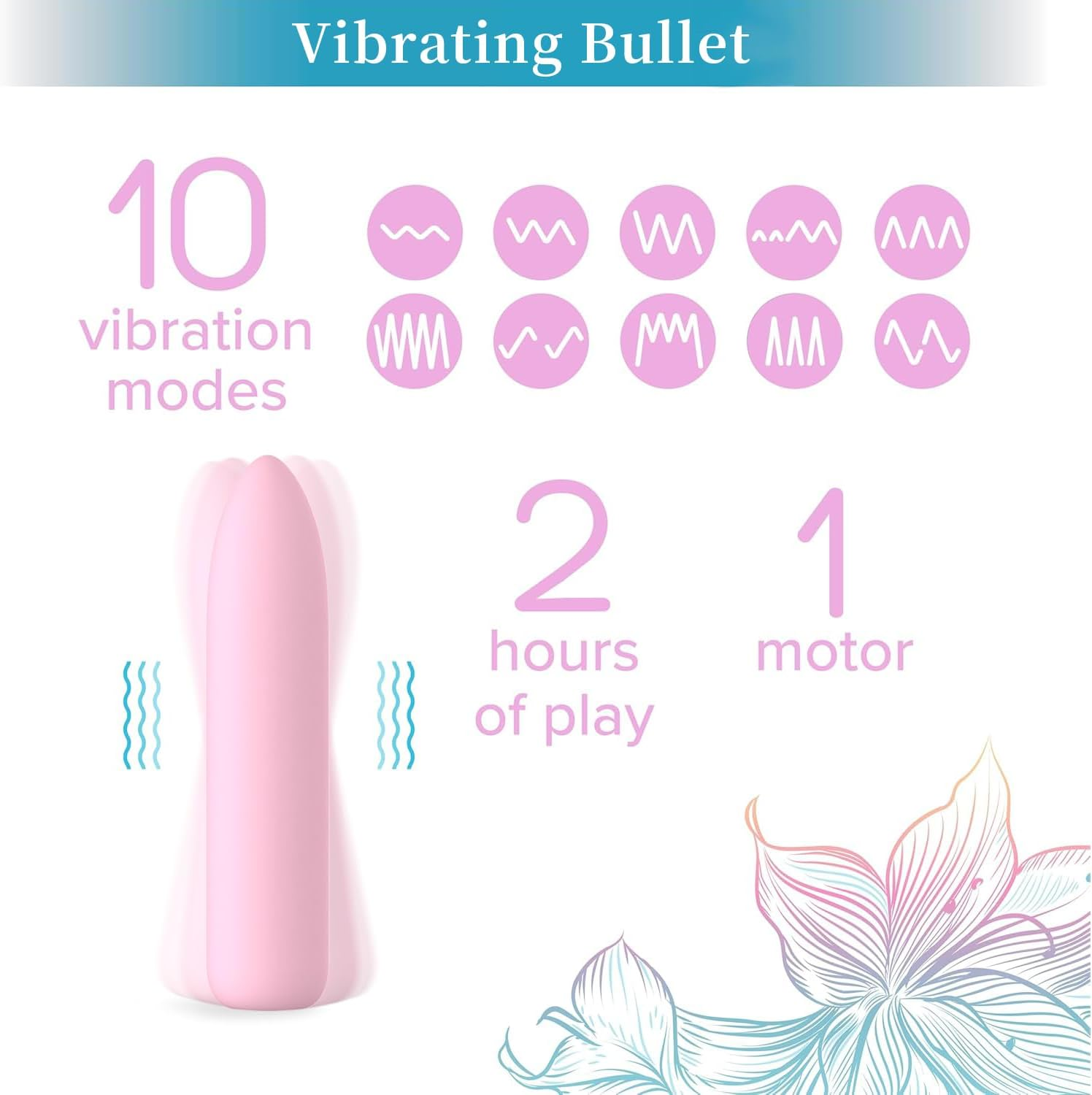 Bullet Vibrator Rechargeable for Travel Portable Waterproof Mini Massager for Women (Pink) image number 5