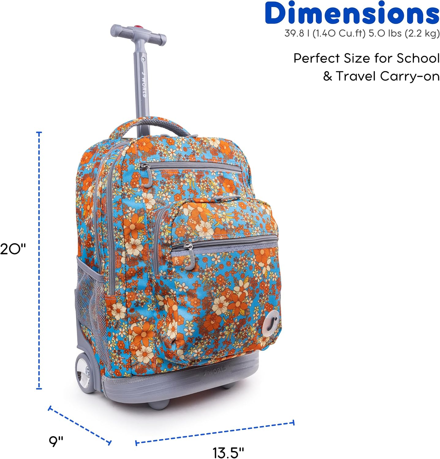 J World New York Sundance Rolling Backpack Girl Boy Roller Bookbag image number 4