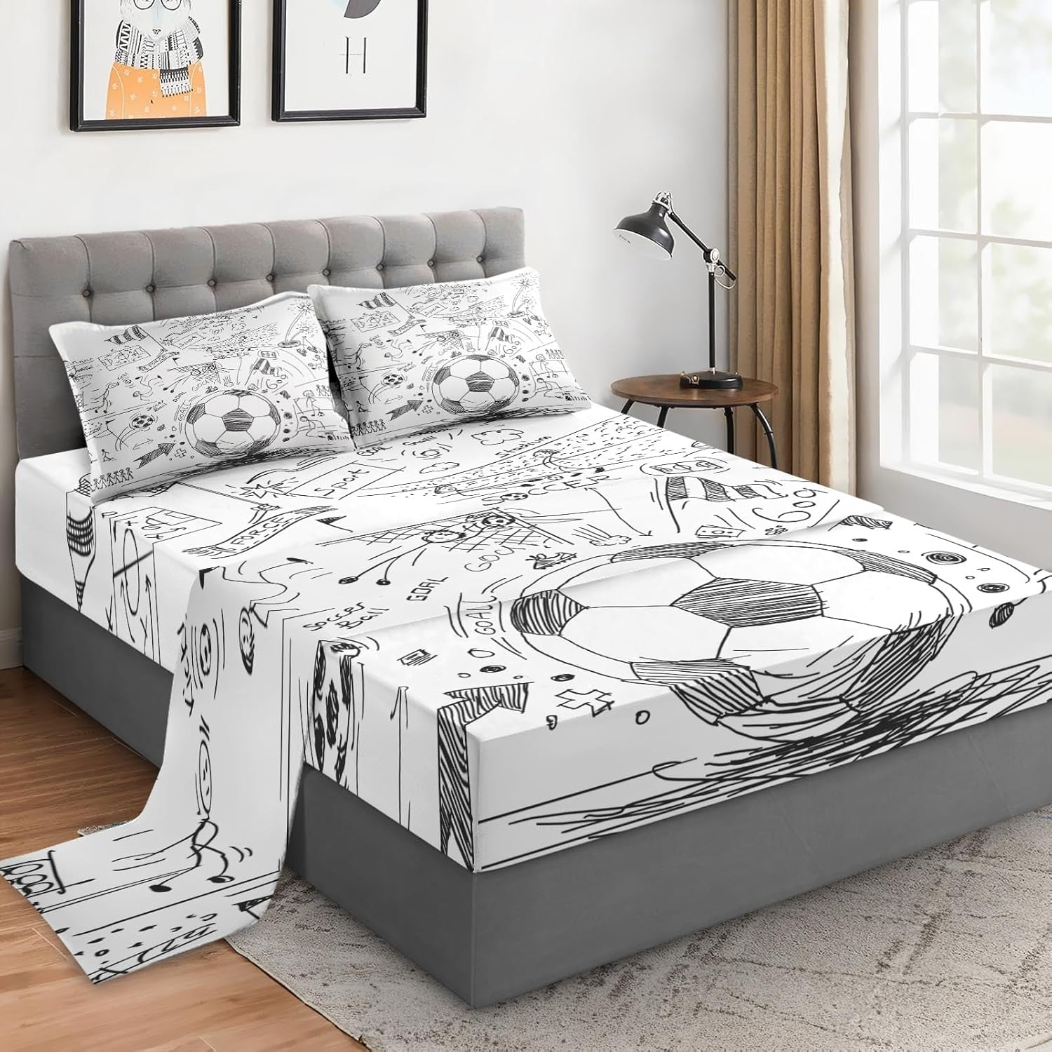 Wecozy Full Size 4 Pcs Bed Fitted Sheet Set with 14" Deep Pocket, Summer Seashell Beach Flat Sheet Set for Kids and Adults, Blue Sea Shell Animal Bedding with 2 Pillowcases for Bedroom Decor