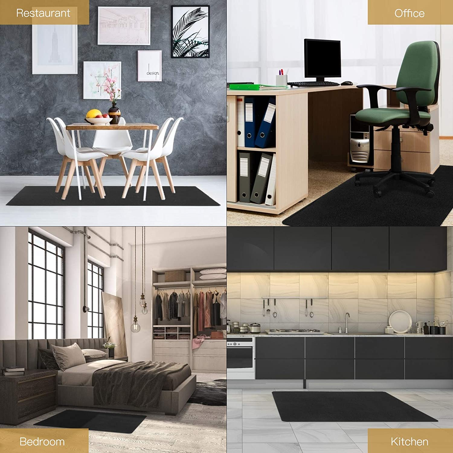 DELAM Office Chair Mat for Hardwood Floor & Tile Floor, under Desk Chair Mats for Rolling Chair, Computer Chair Mat for Gaming, Large Anti-Slip Floor Protector Rug, Not for Carpet, 47"X35", Black image number 4