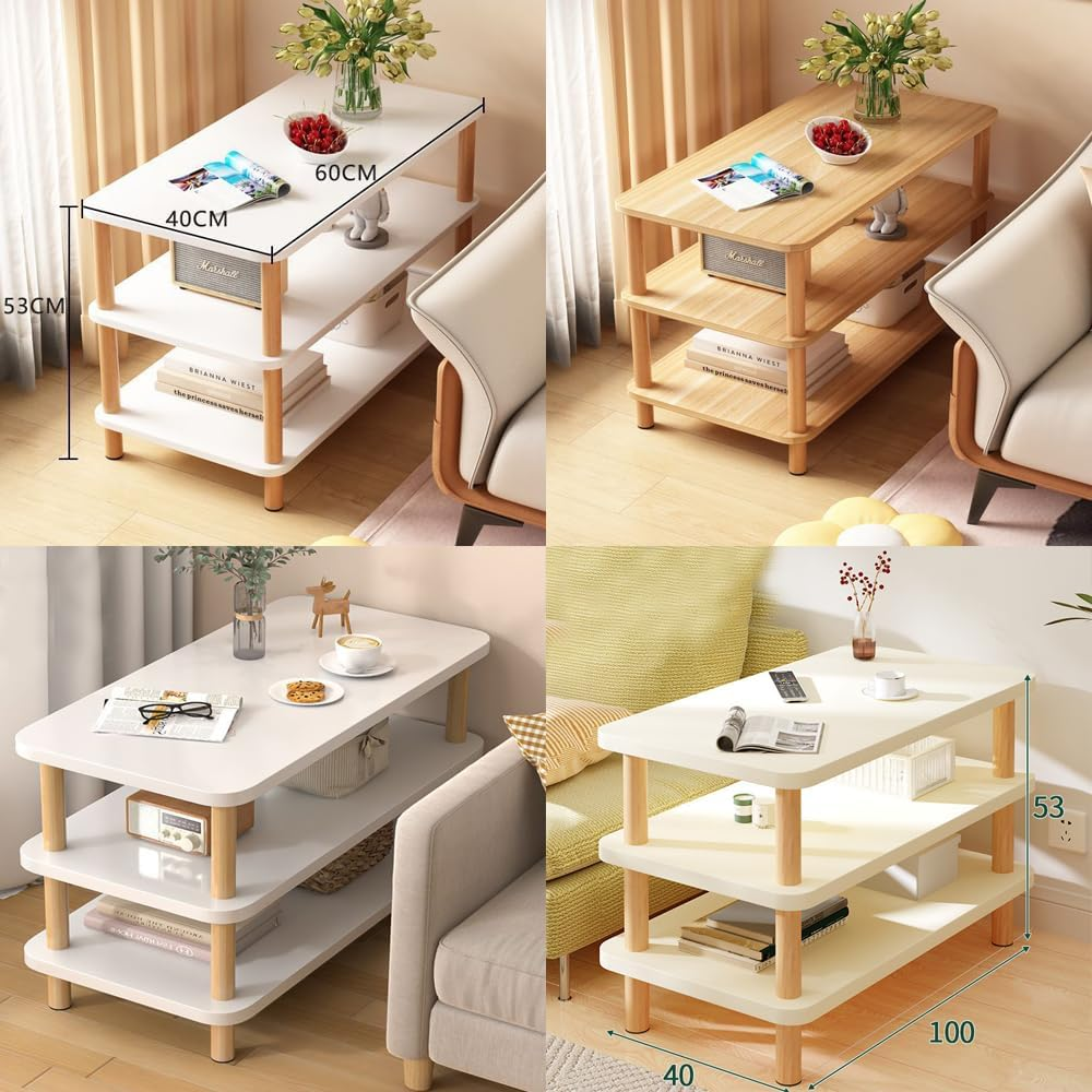 End Table, Side Table, Nightstand Bedside Table, 3-Tier Storage Shelf for Small Spaces, Bedroom, Living Room, Entryway, Farmhouse, Easy Assembly, White image number 2