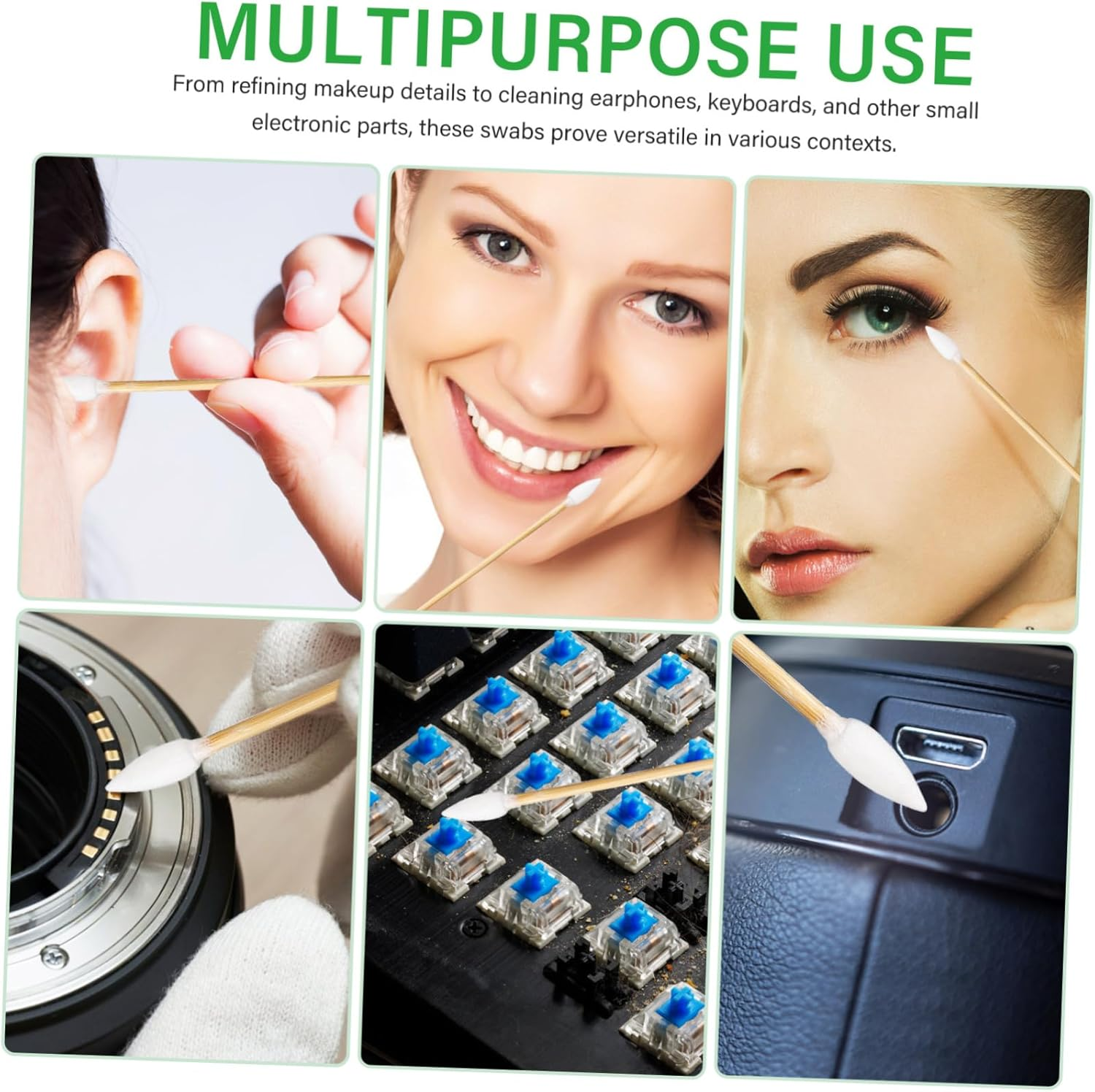 Baluue 1500Pcs Long Cotton Swabs Pointed Tips Makeup Applicator Sticks for Makeup Correction Earphone Cleaning and Keyboard Cleaning image number 6